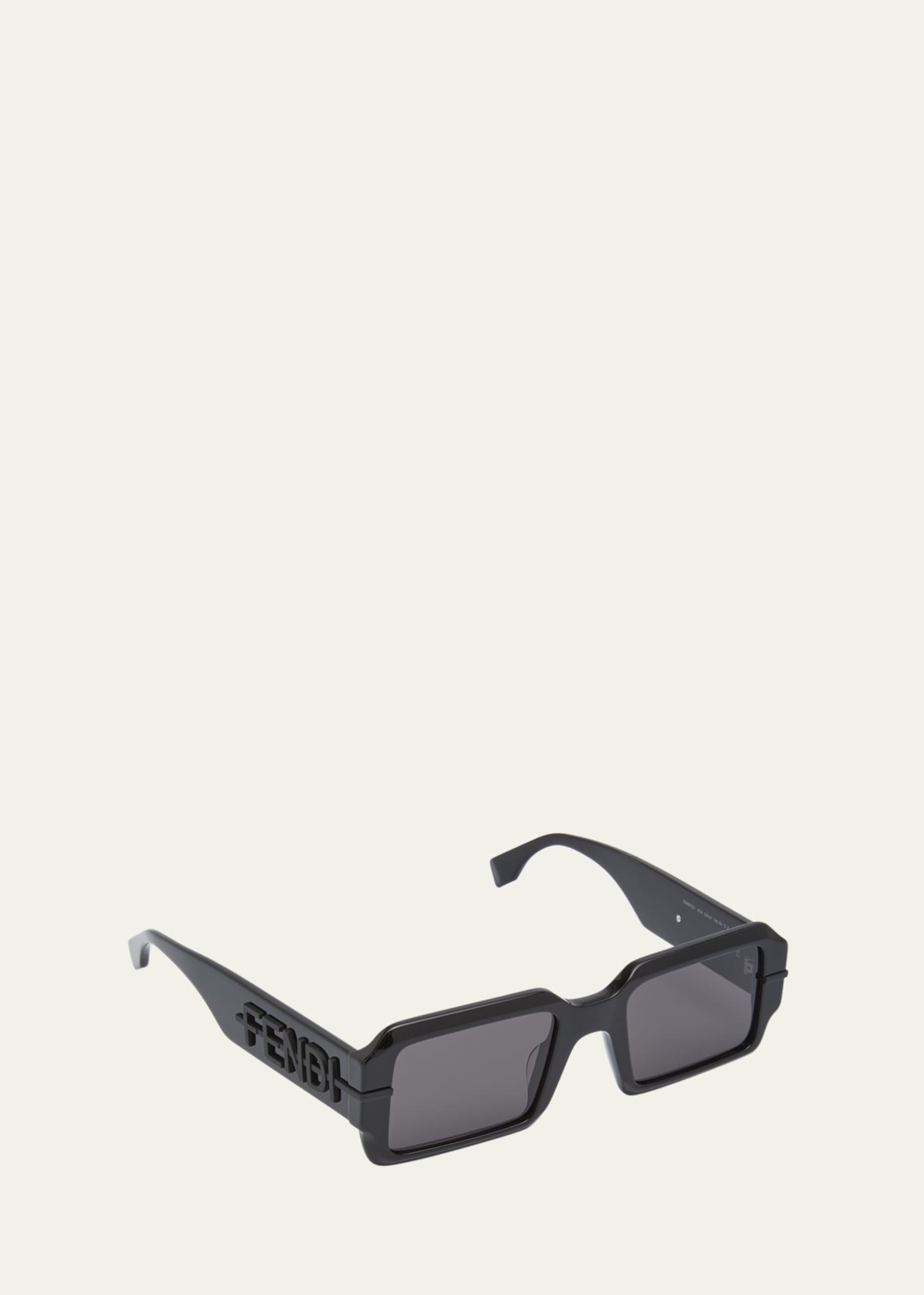 O Lock Rectangular Sunglasses in Black - Fendi