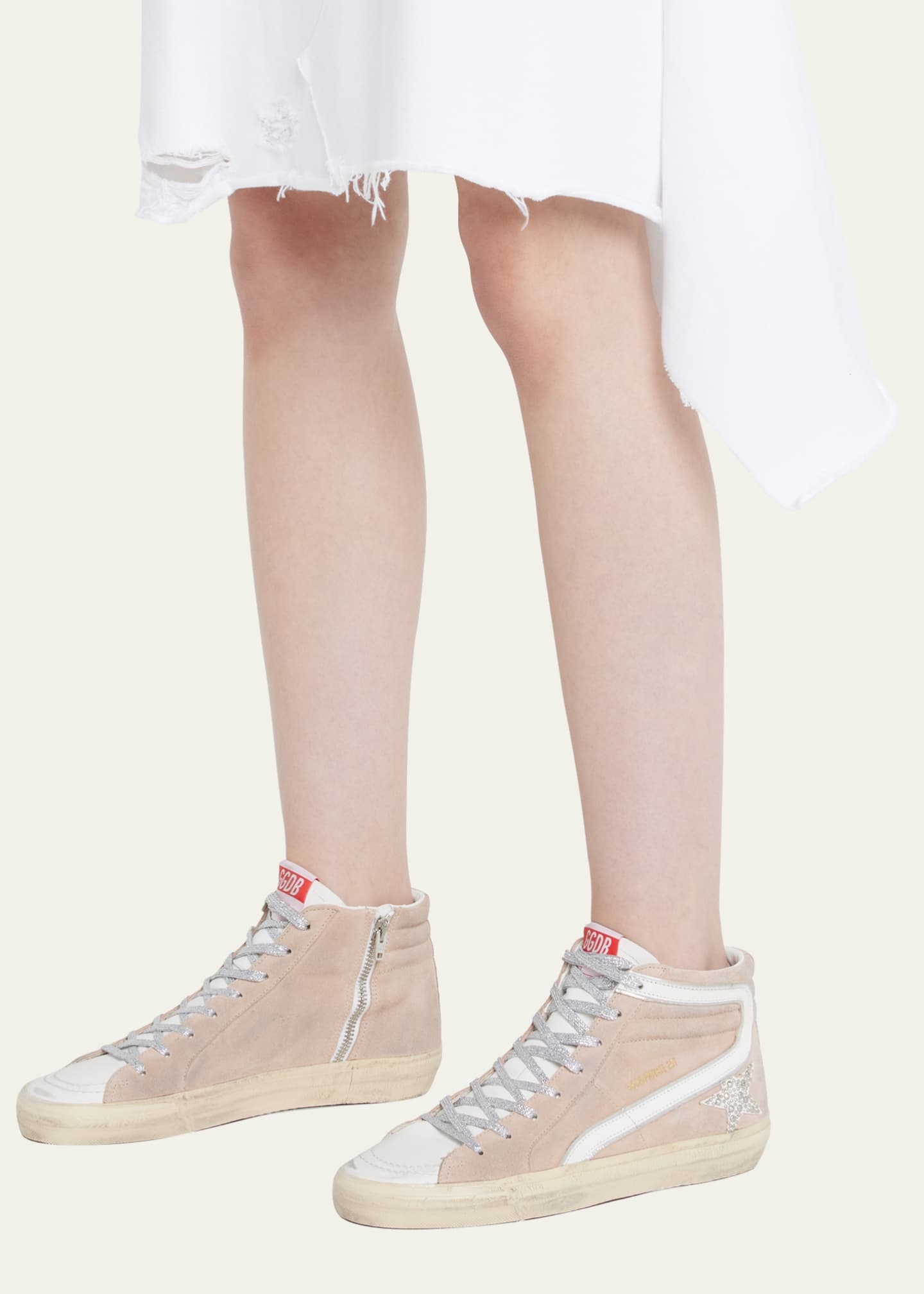 Golden Goose Slide Suede Glitter High-Top Sneakers Image 2 of 5