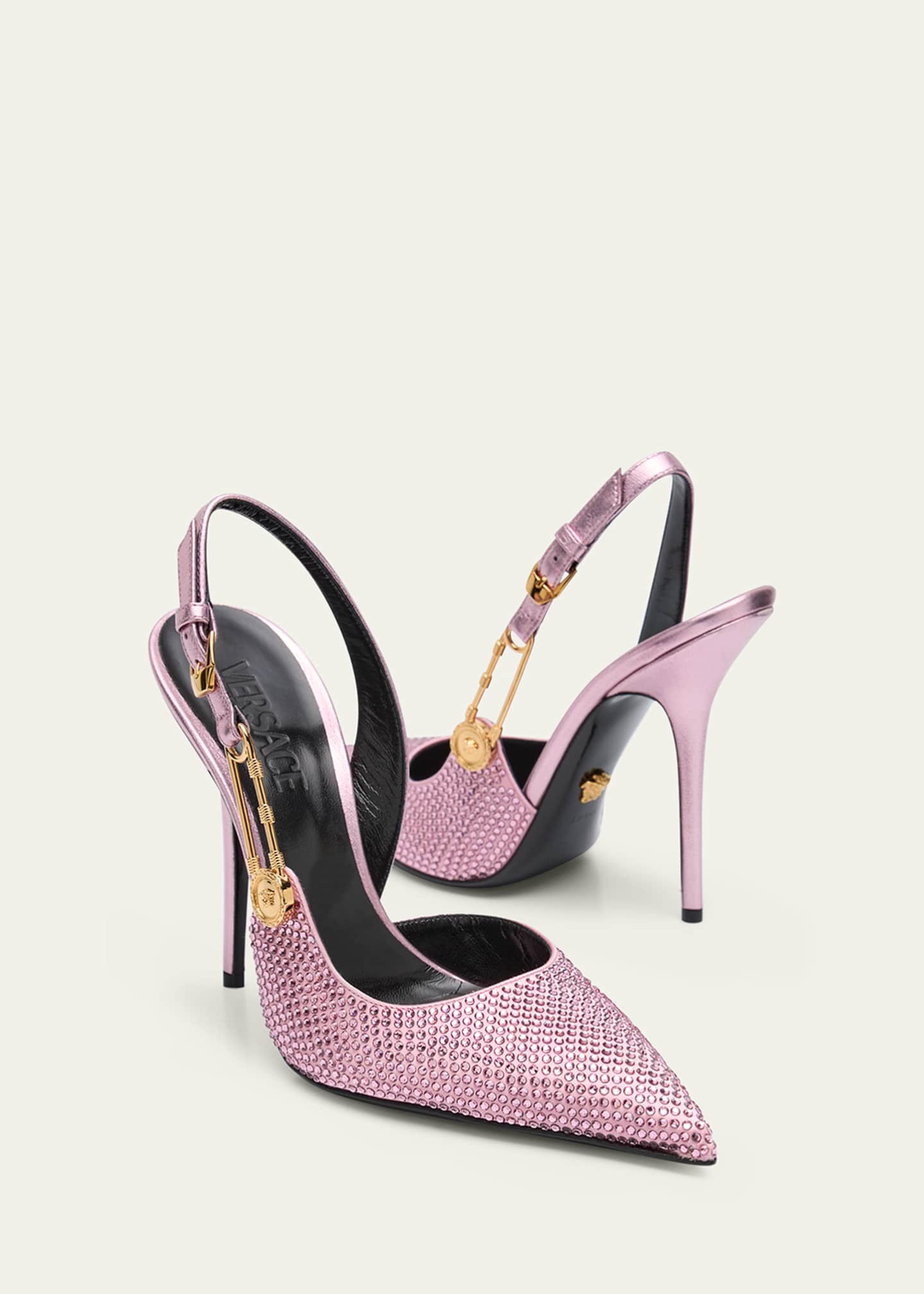 Versace Safety Pin Embellished Slingback Pumps Image 7 of 7
