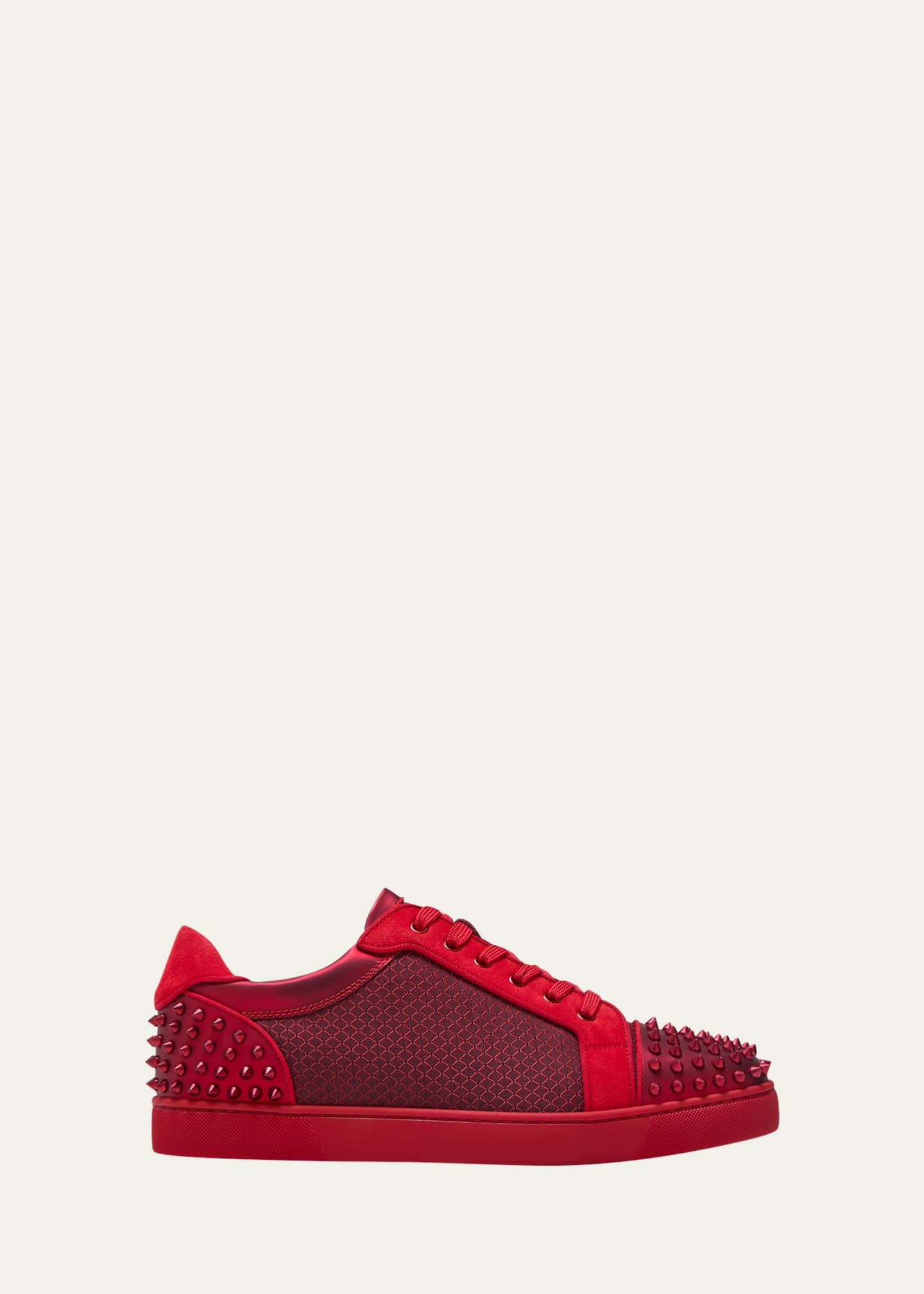 Christian Louboutin Men's Seavaste Spiked Leather Low-Top Sneakers