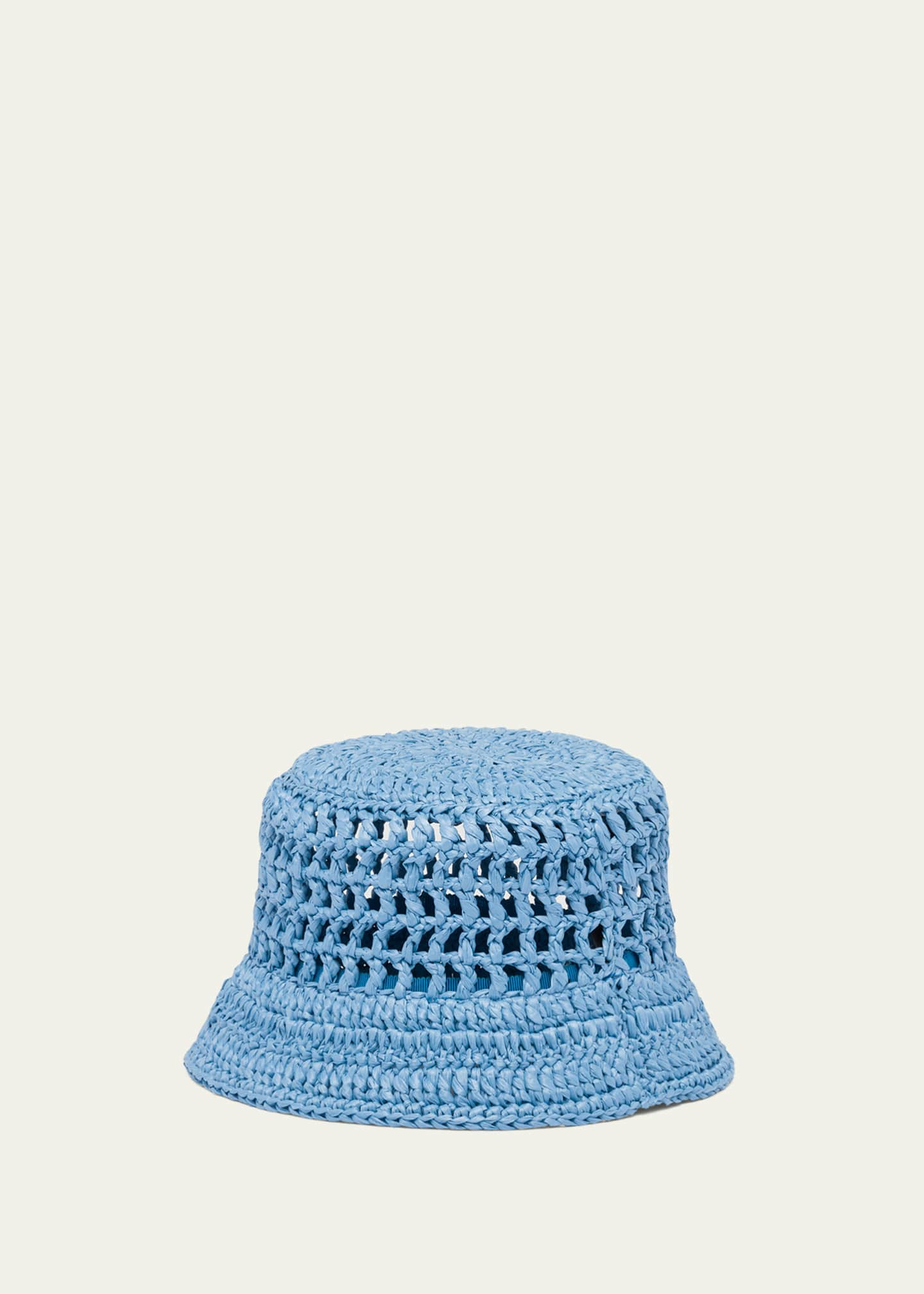 Prada Women's Logo Raffia Bucket Hat