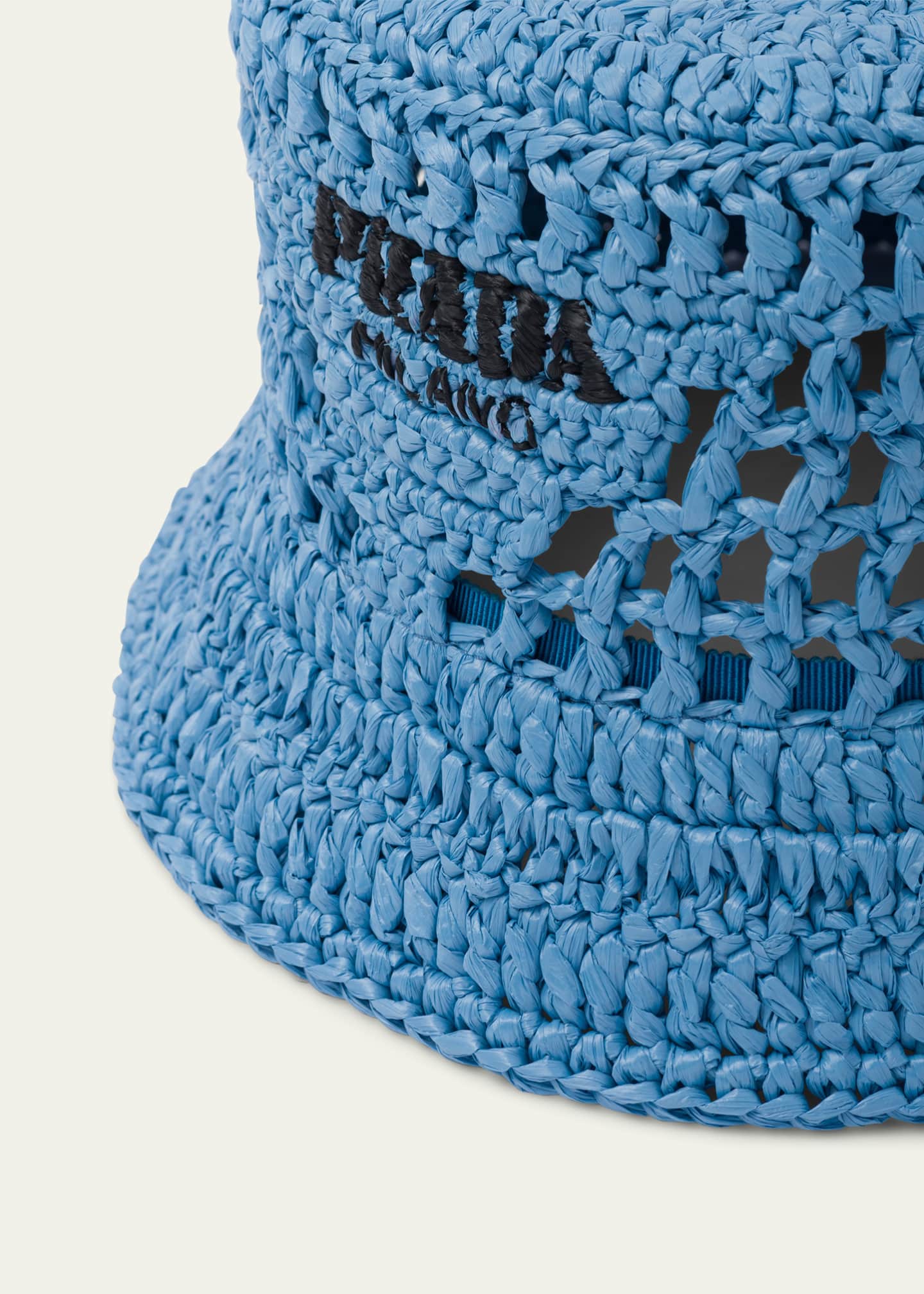 Prada - Logo Raffia Bucket Hat - Women - Raffia - M - Blue