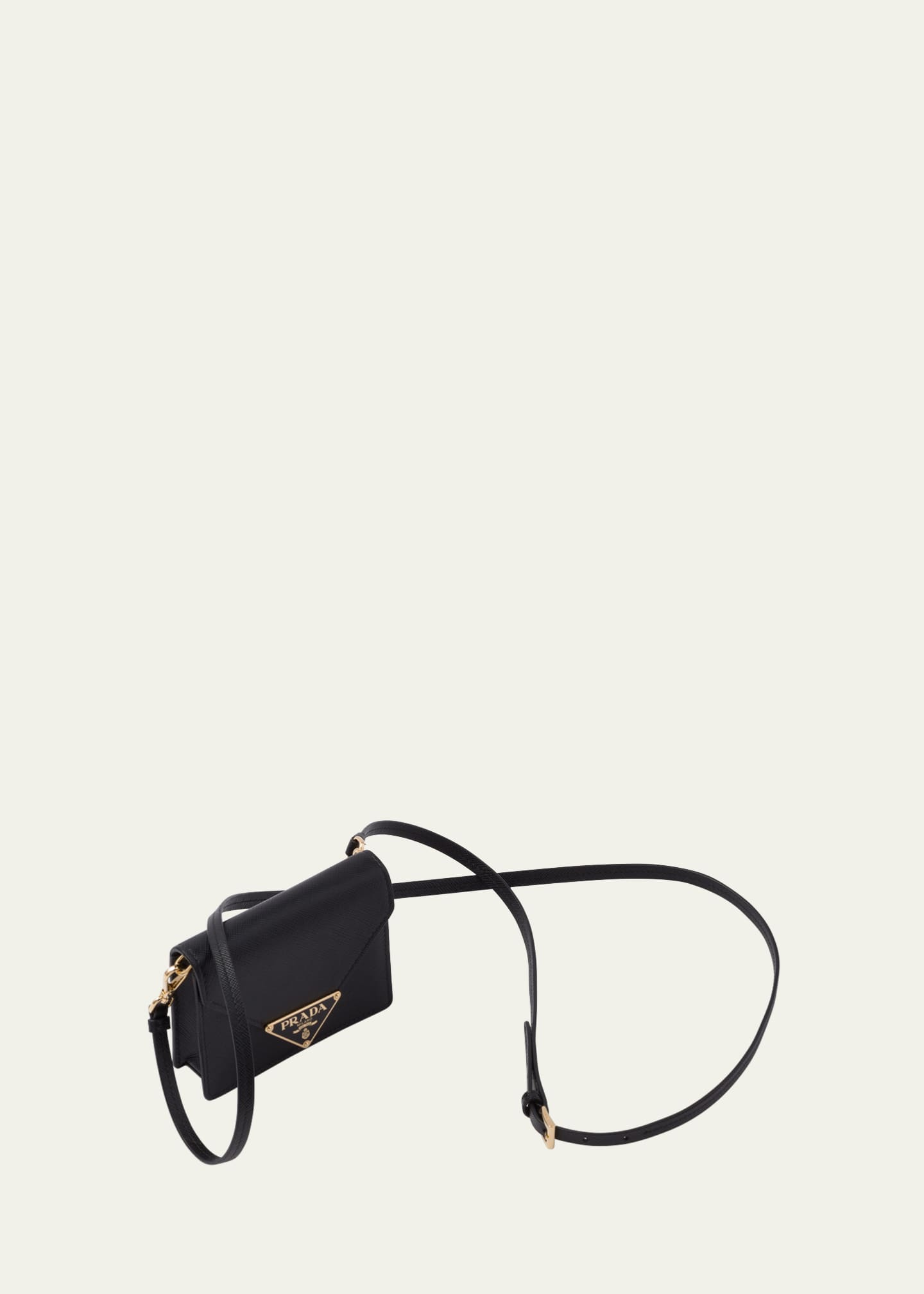 Saffiano leather card sales holder with shoulder strap