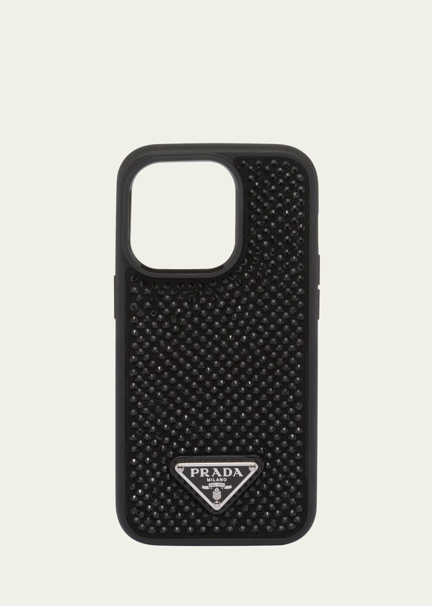 Prada Triangle Logo Crystal Phone Case, iPhone 14 PRO MAX