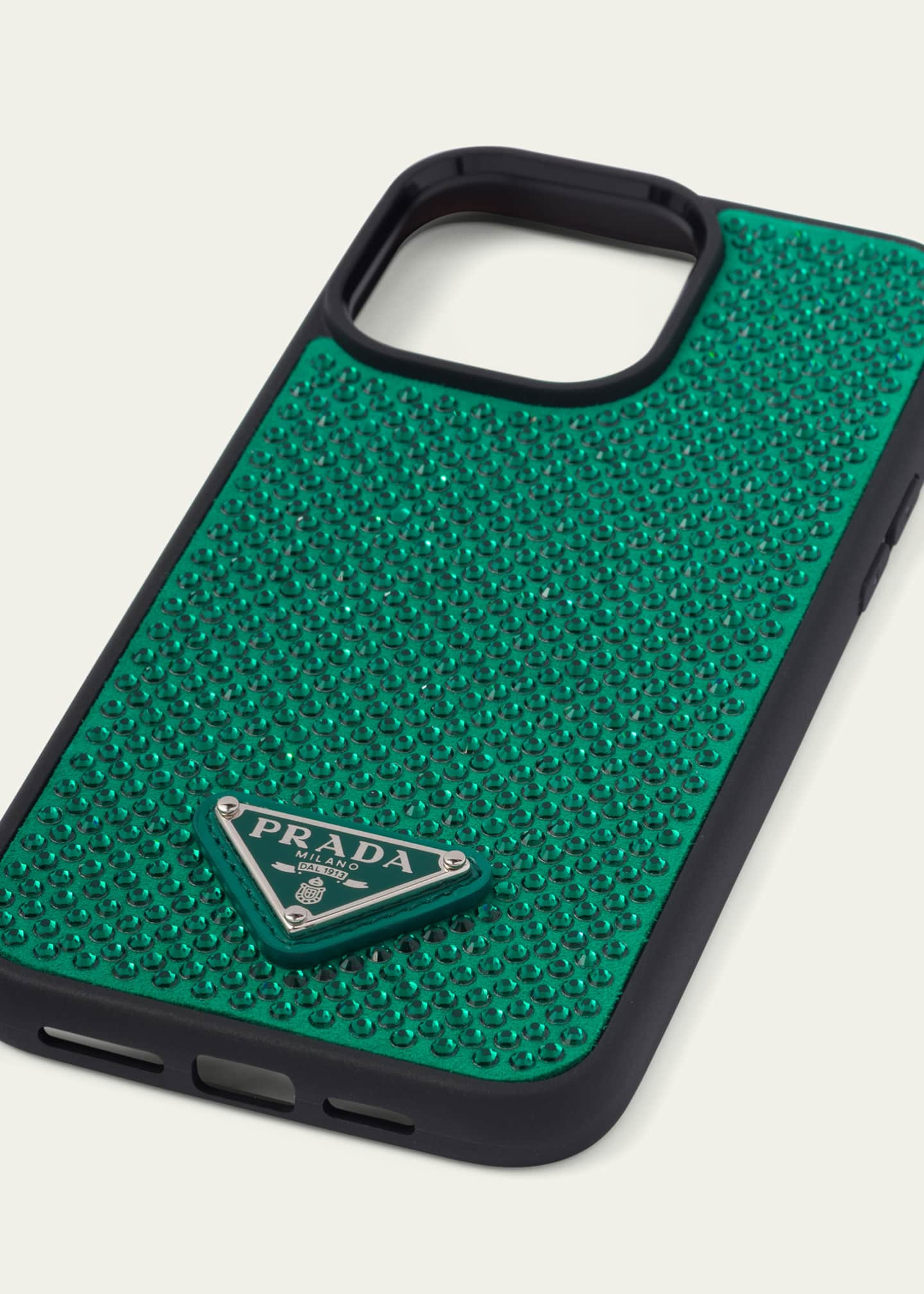 Prada Triangle Logo Crystal Phone Case, iPhone 14 PRO MAX