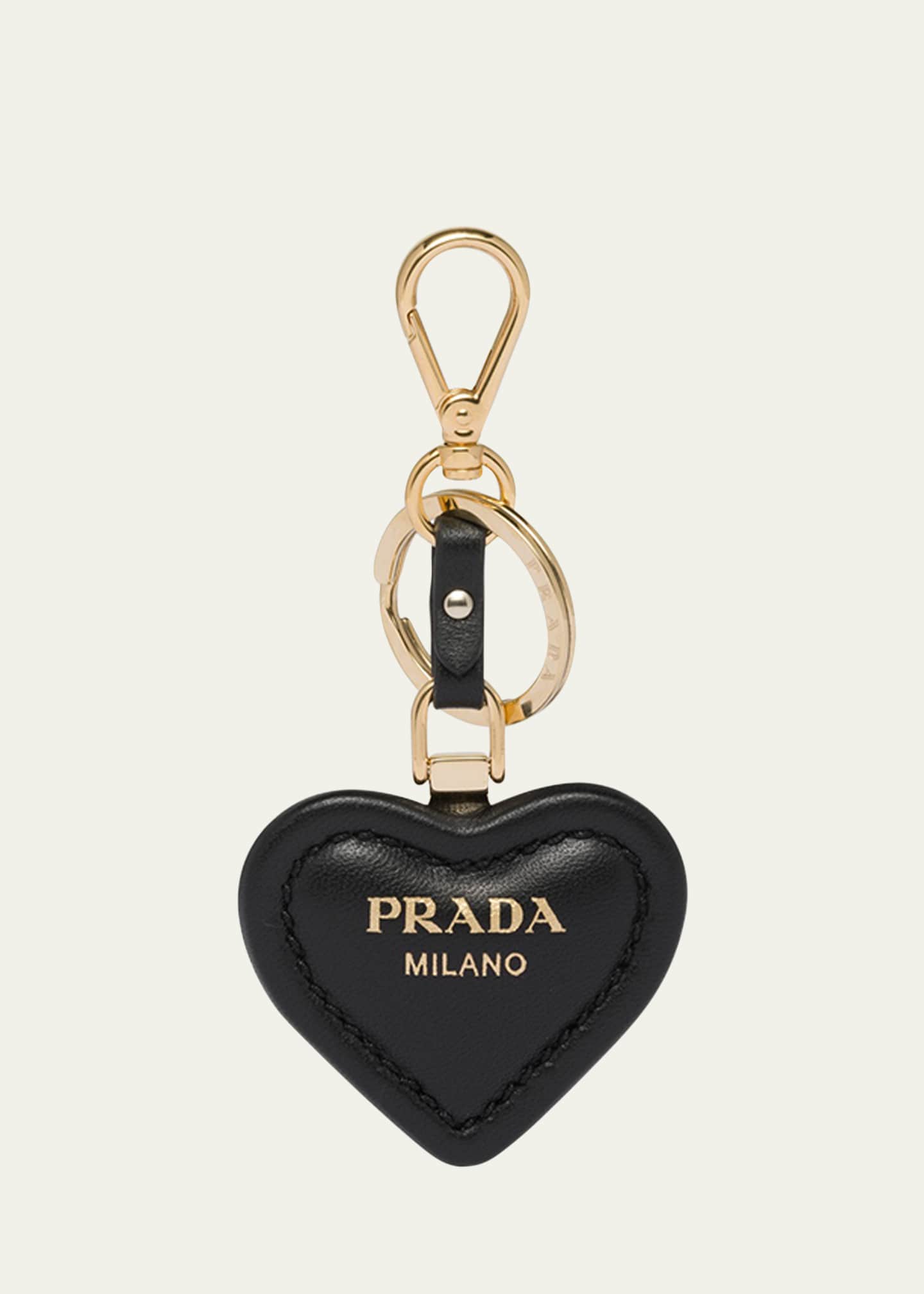Prada Heart Leather Keychain Bergdorf Goodman