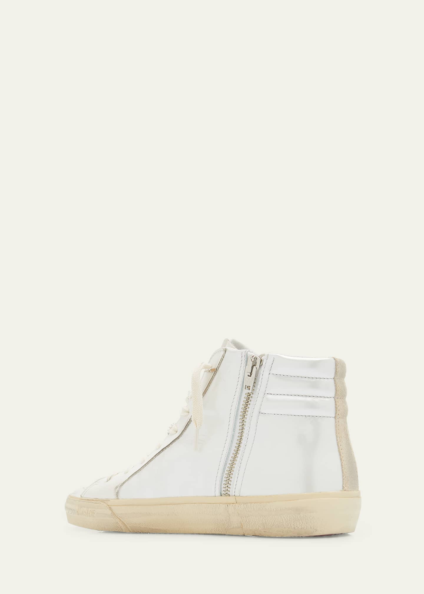 Slide Leather Pearly Mid-Top Sneakers