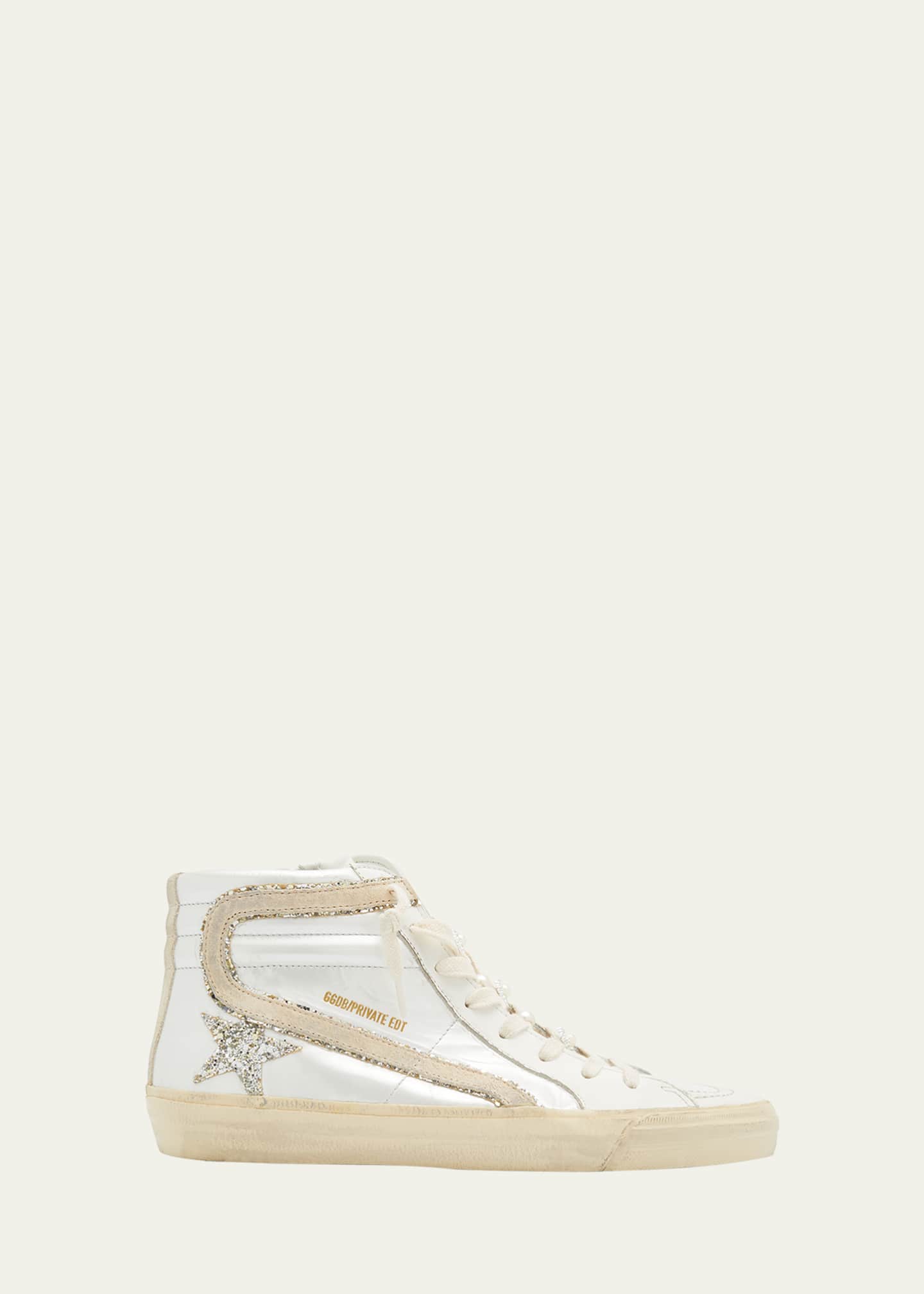 Slide Leather Pearly Mid-Top Sneakers