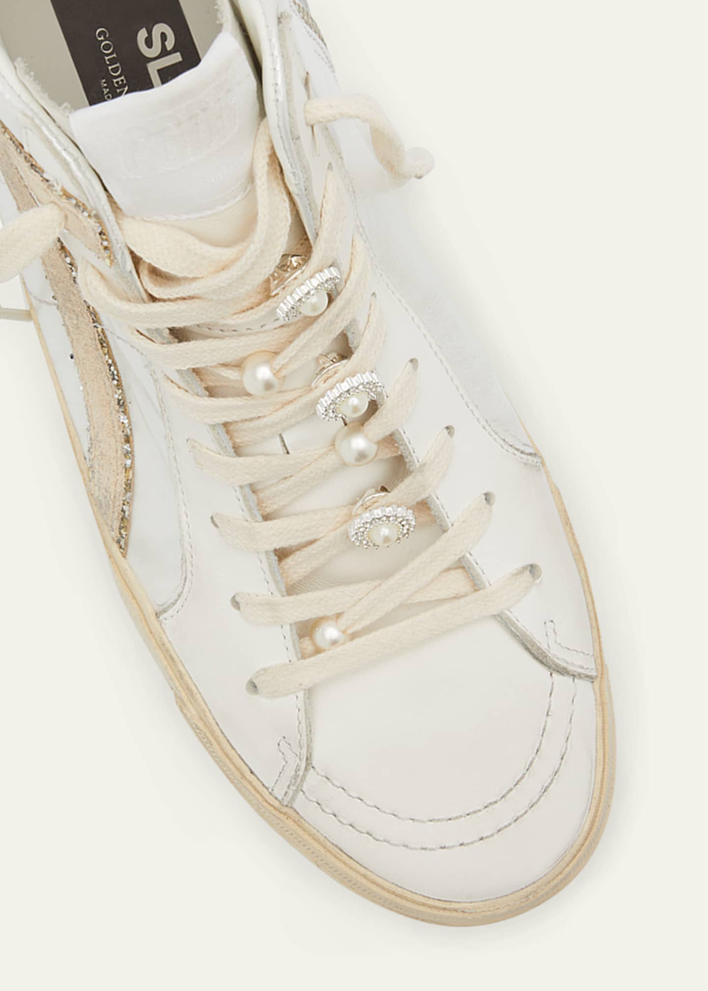 Slide Leather Pearly Mid-Top Sneakers