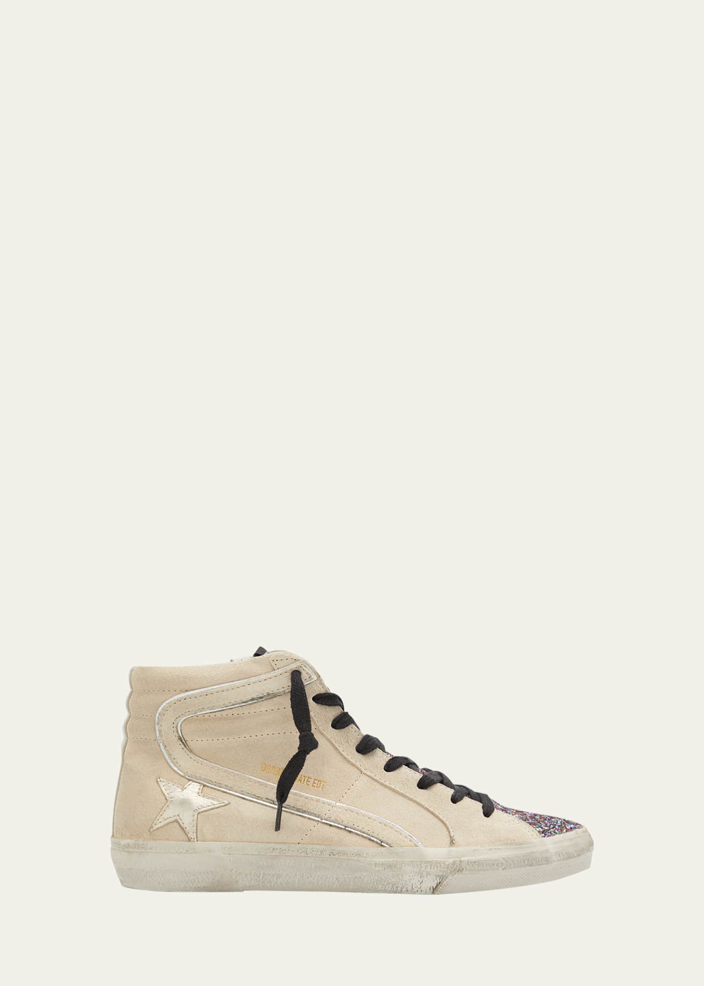 Golden Goose Slide Mid-Top Glitter Suede Sneakers Image 1 of 4