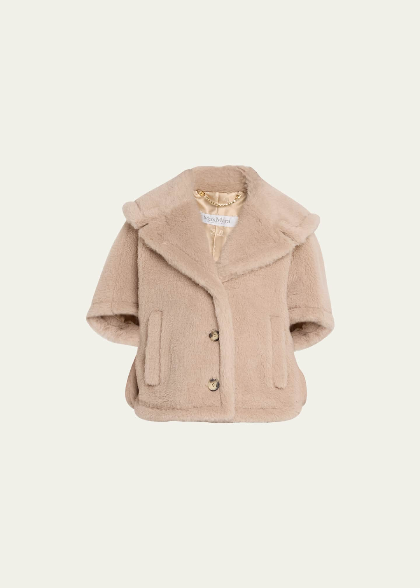 Max Mara Cambusa Wool-Blend Teddy Cape - Bergdorf Goodman