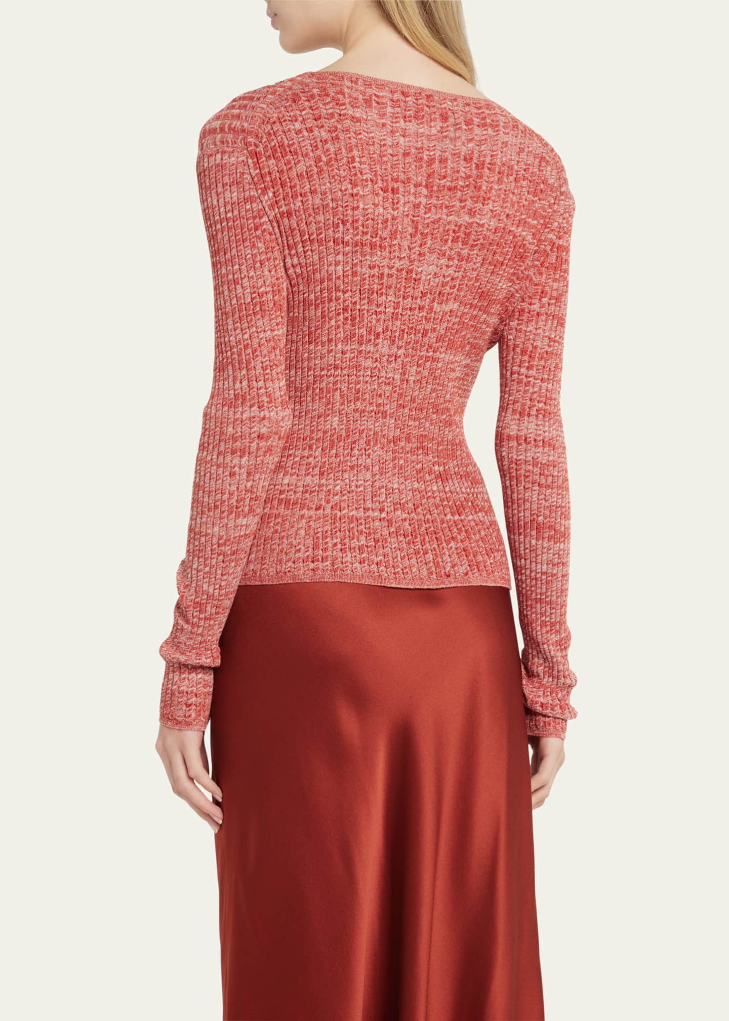 Vince Marled Knit Ribbed MockNeck Sweater Bergdorf Goodman