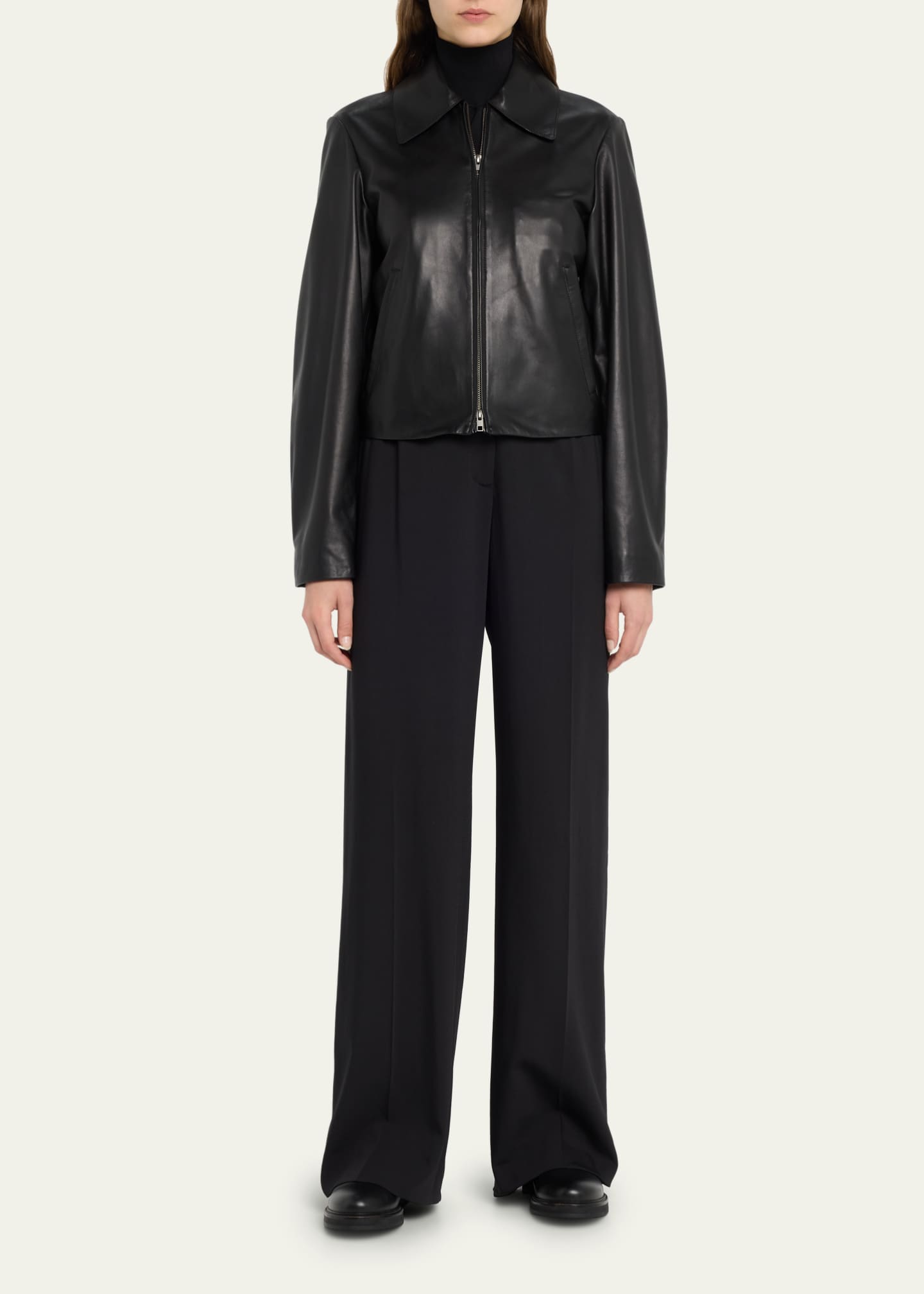 Vince Zip-Front Leather Jacket - Bergdorf Goodman