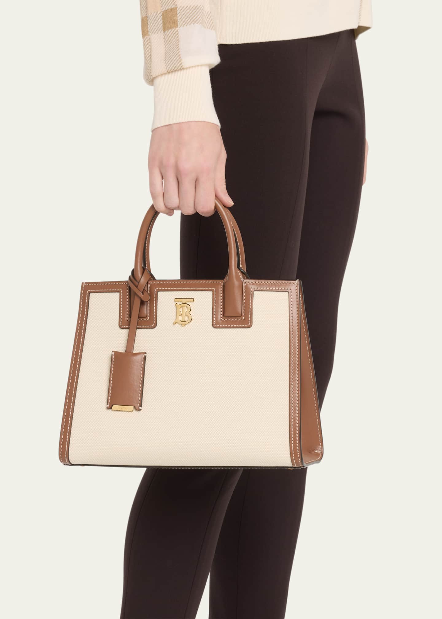Burberry Frances Canvas and Leather Top-Handle Bag - Bergdorf Goodman