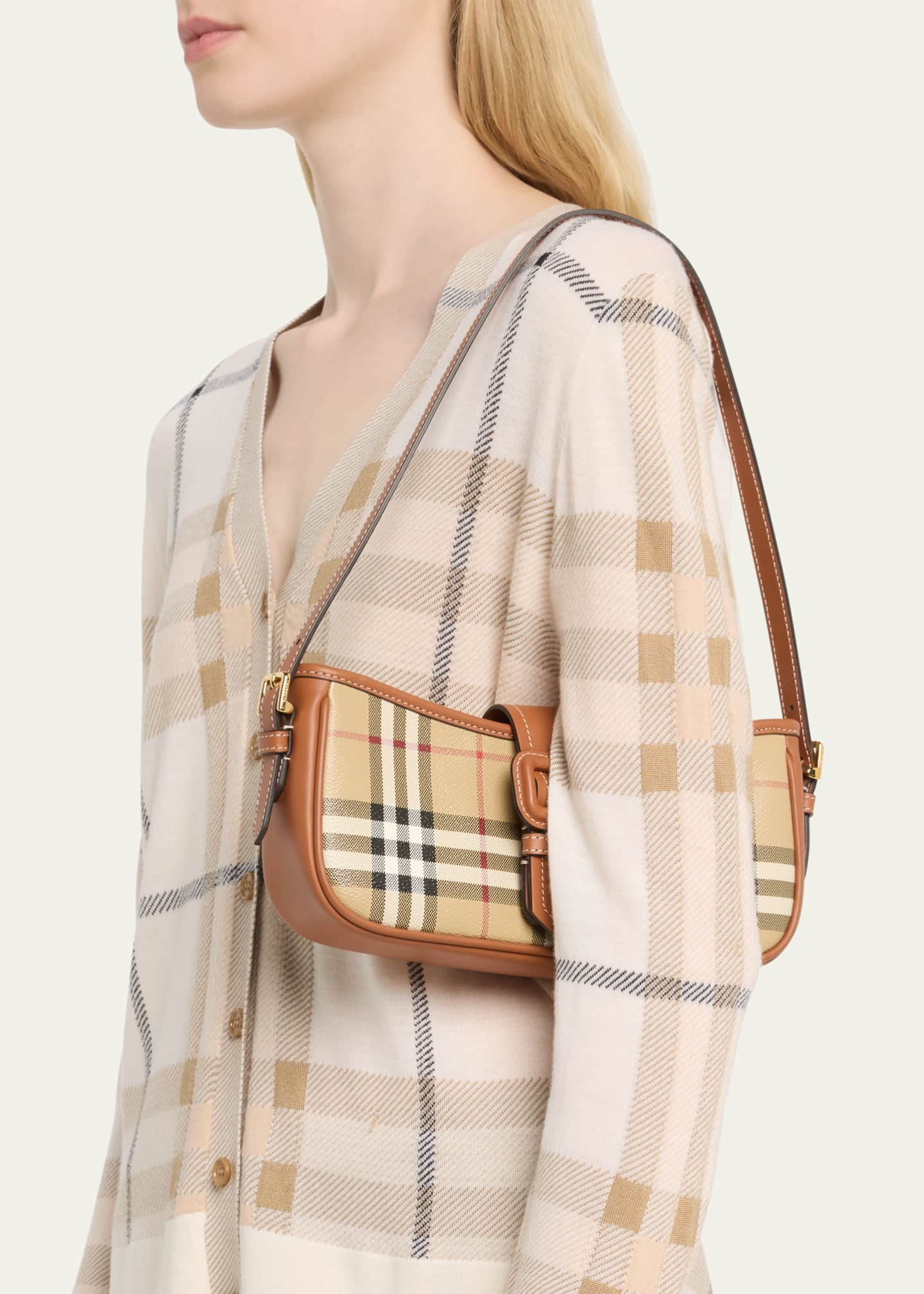 BURBERRY PALE PINK NOVA CHECK SHOULDER BAG