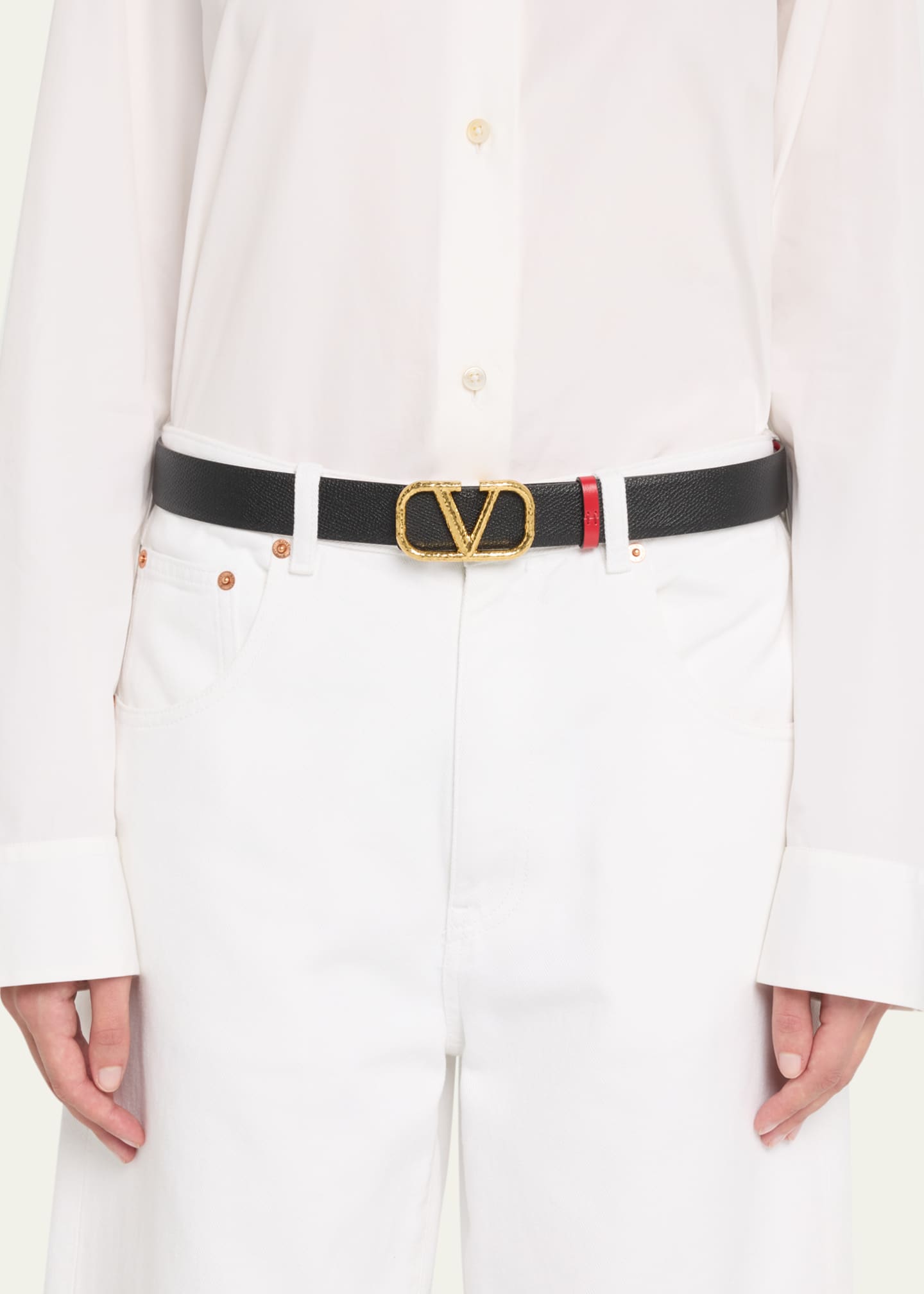 Valentino Vlogo Reversible Leather Belt