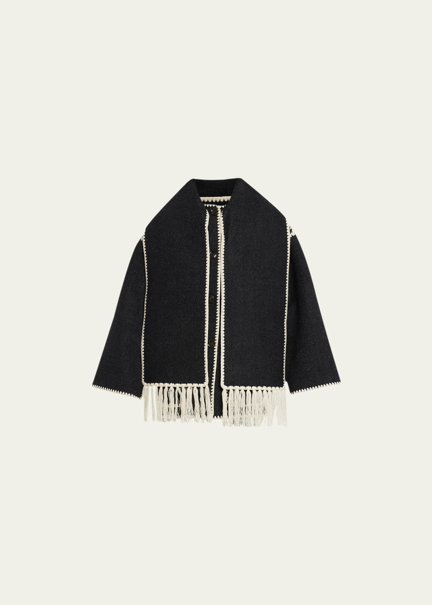 Contrast Trim Jacket With Matching Scarf