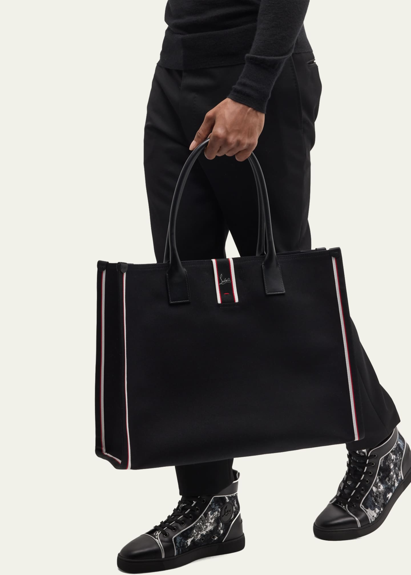 Christian Louboutin Men's Nastroloubi FAV XL Canvas Tote Bag Image 2 of 6