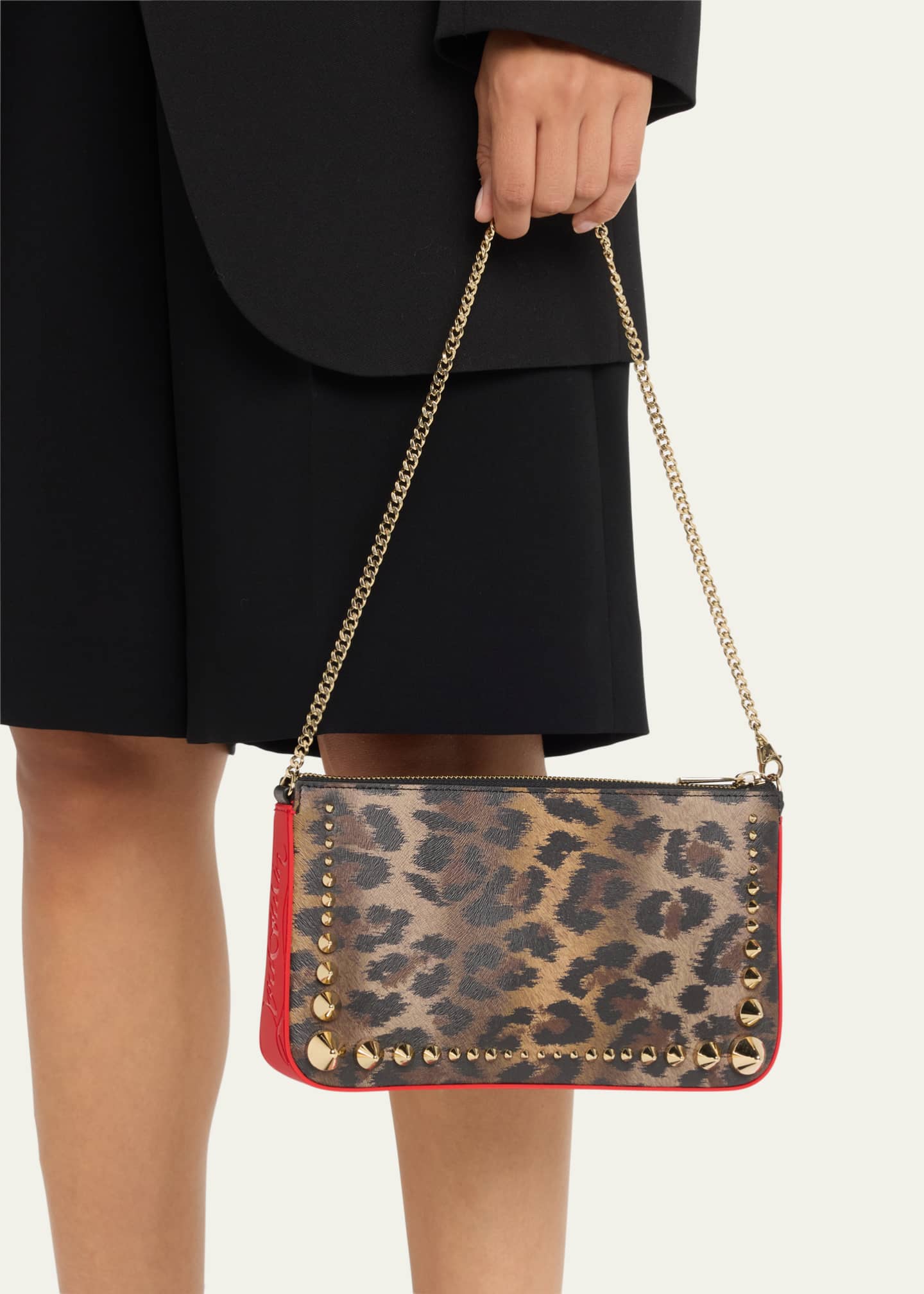 Christian Louboutin Loubila Leopard-Print Pouch Chain Shoulder Bag
