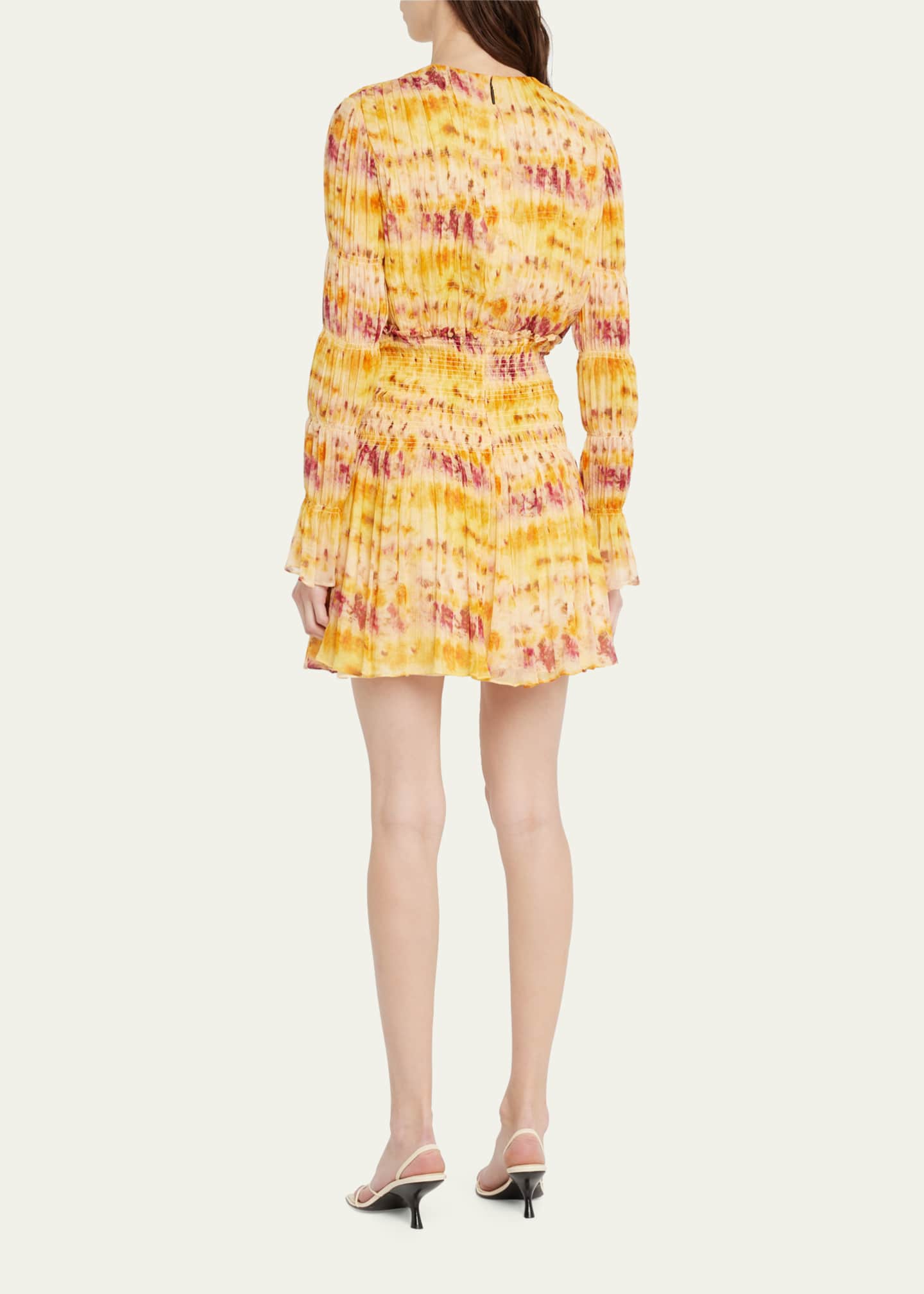 Jason Wu Smocked Floral-Print Silk Mini Dress
