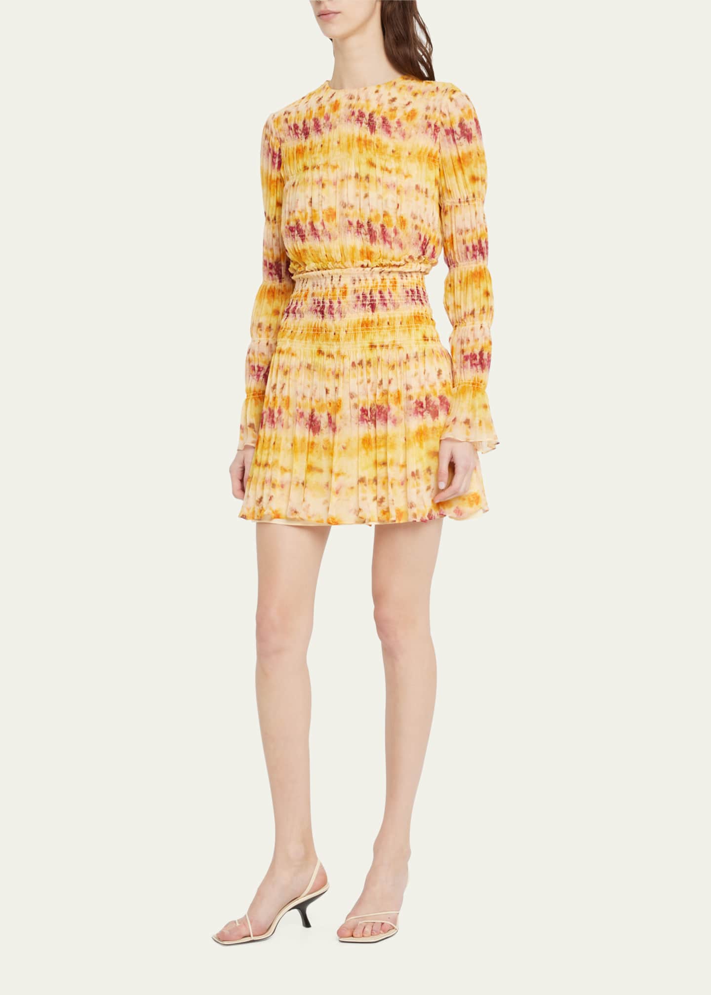 Jason Wu Printed Smocked Silk Chiffon Mini Dress - Bergdorf Goodman