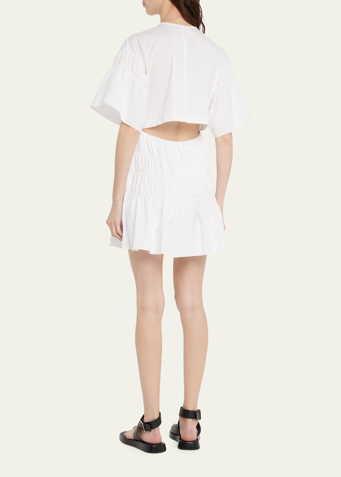 Jason Wu Shirred Wide-Sleeve Cutout Mini Dress - Bergdorf Goodman