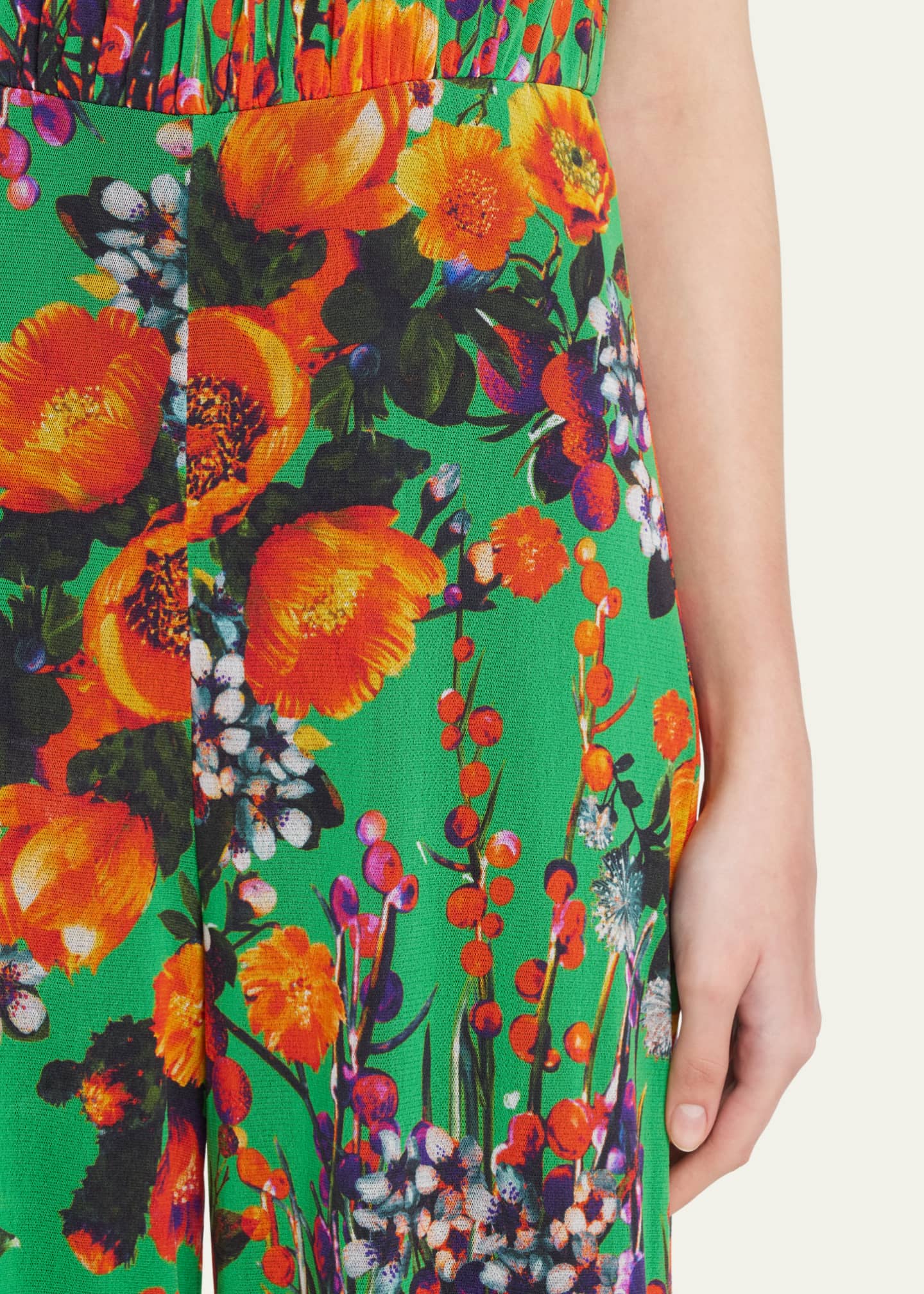 Fuzzi Sleeveless Floral-Print Tulle Jumpsuit - Bergdorf Goodman