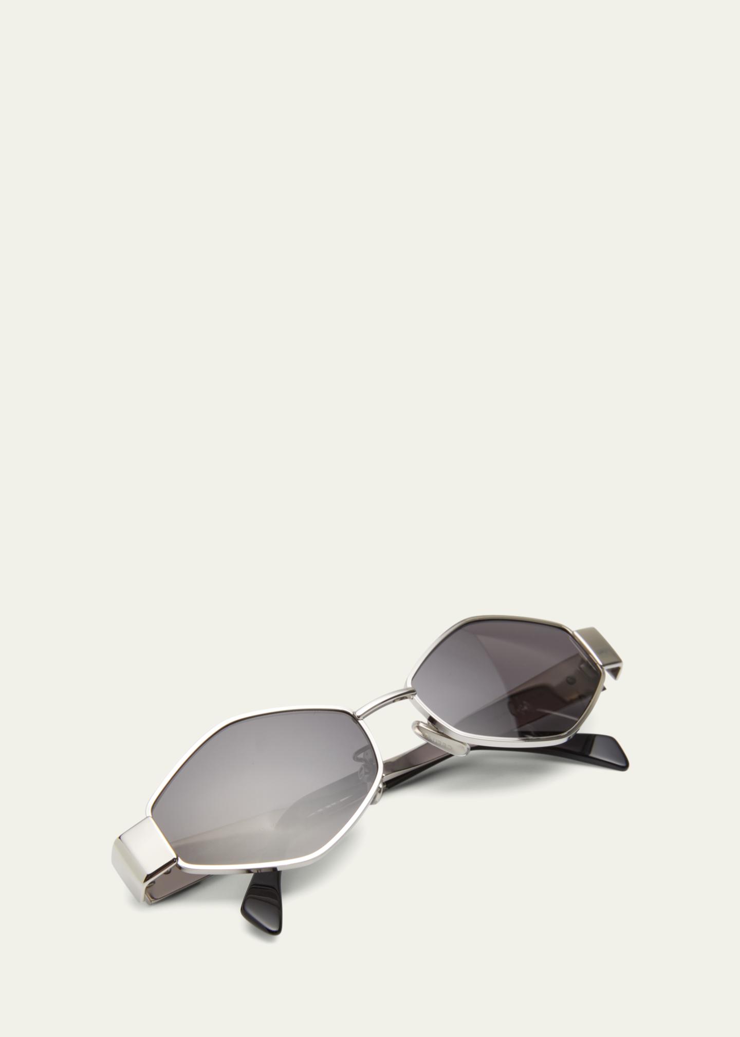 CELINE BLACK / GOLD ACETATE AND METAL SUNGLASSES The @celine Triomphe oval sunglasses in black acetate  main image 2