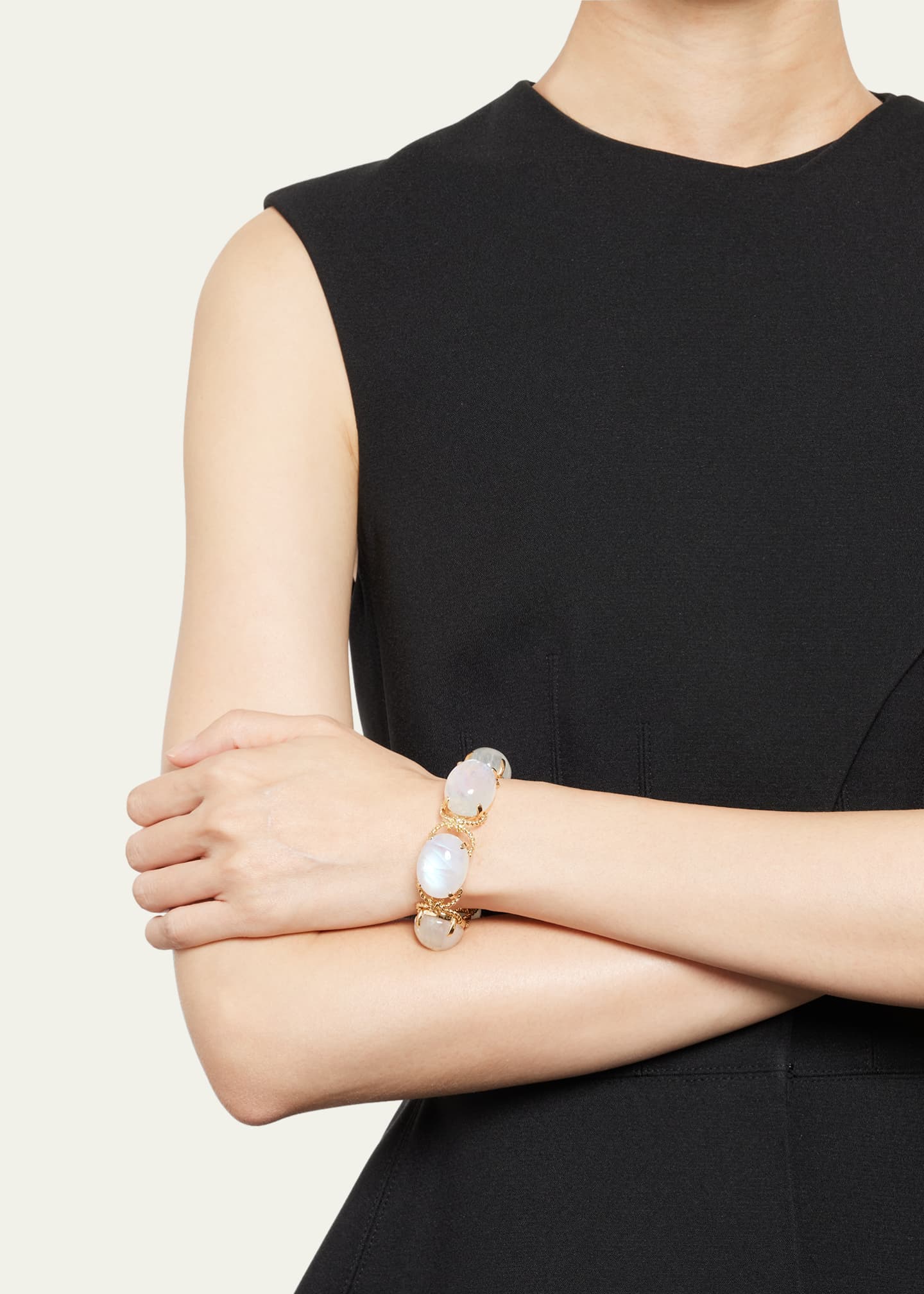 Verdura Rainbow Moonstone Gold Rope Pebble Bracelet Image 2 of 4