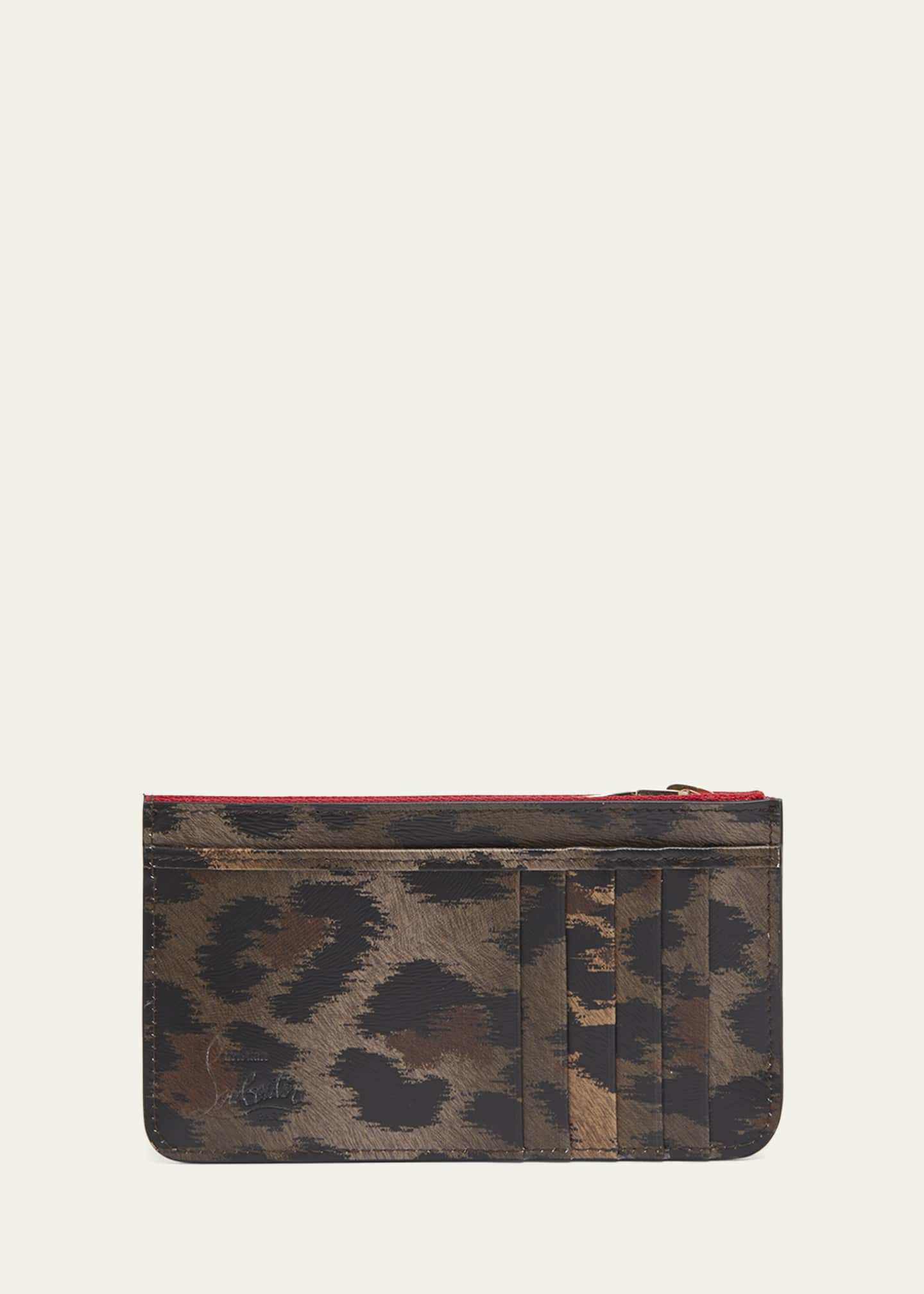 Christian Louboutin Loubi54 Leopard Print Leather Card Holder