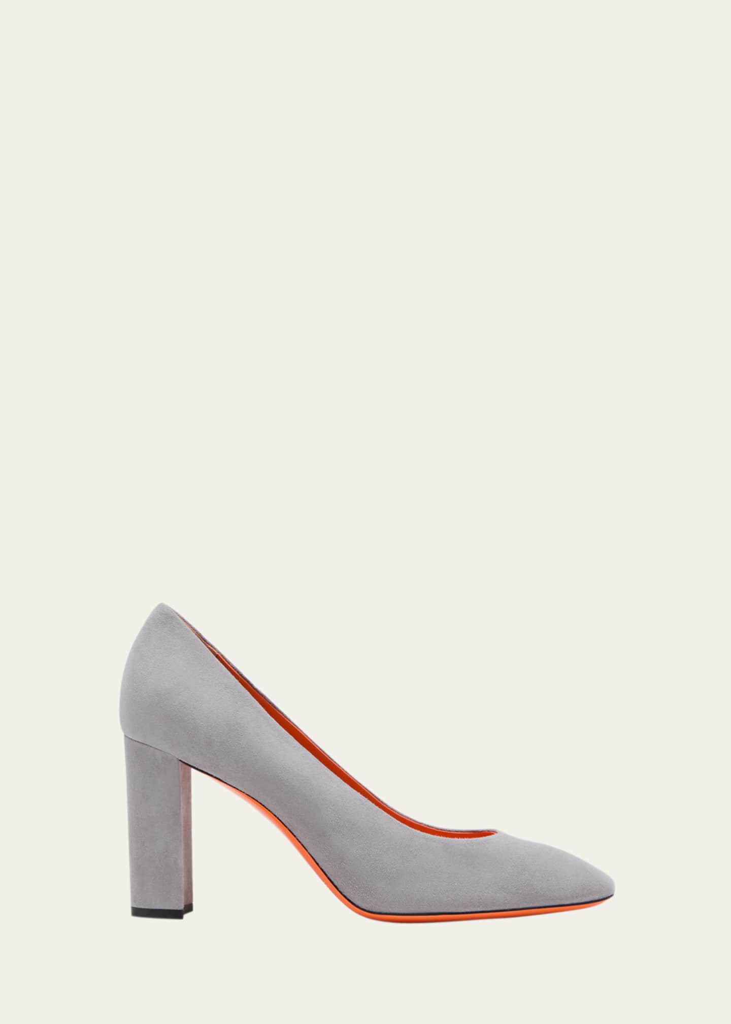 Grey suede clearance block heel pumps