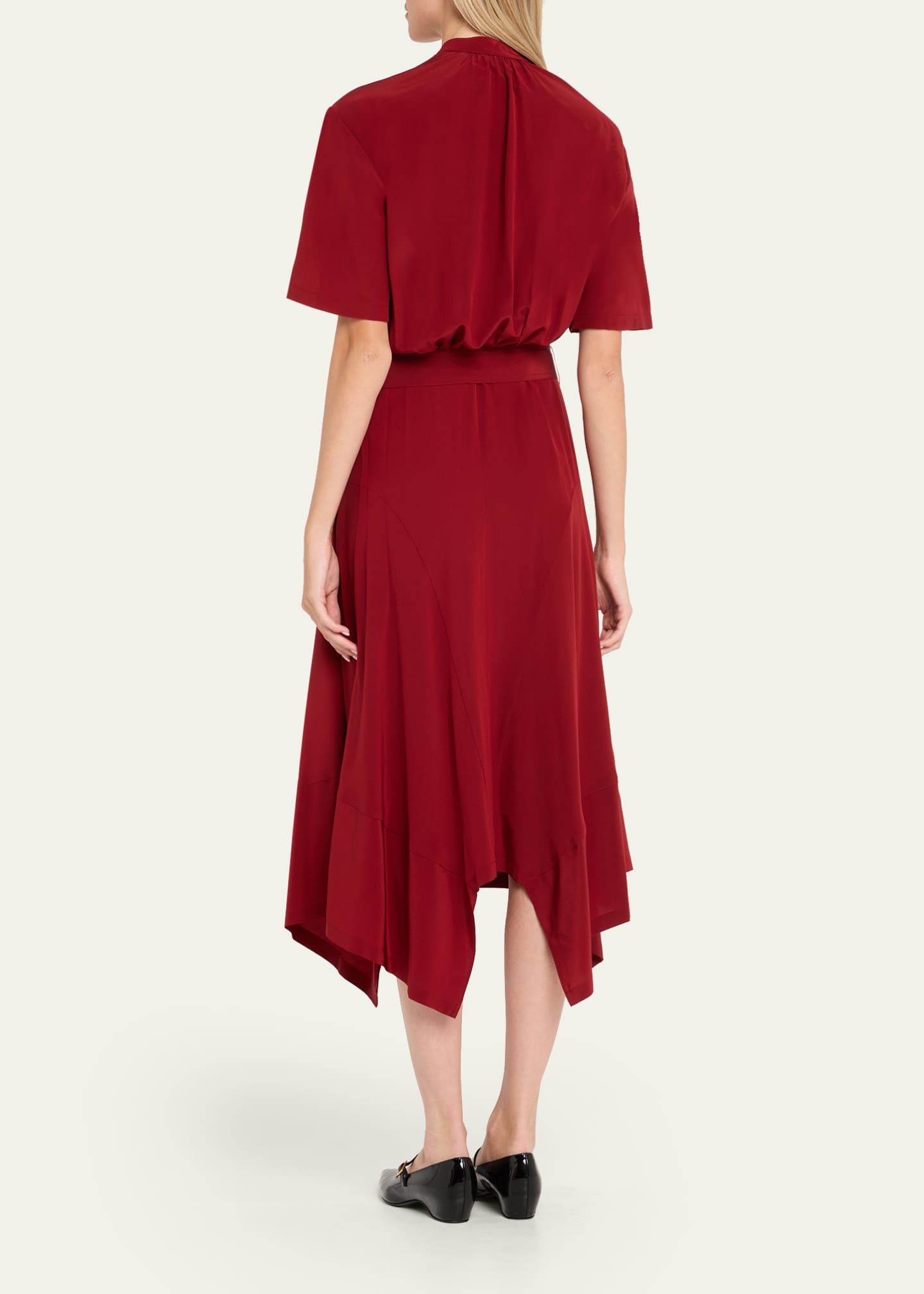 Stella McCartney Silk Crepe De Chine Midi Dress with Tie Belt Image 3 of 5