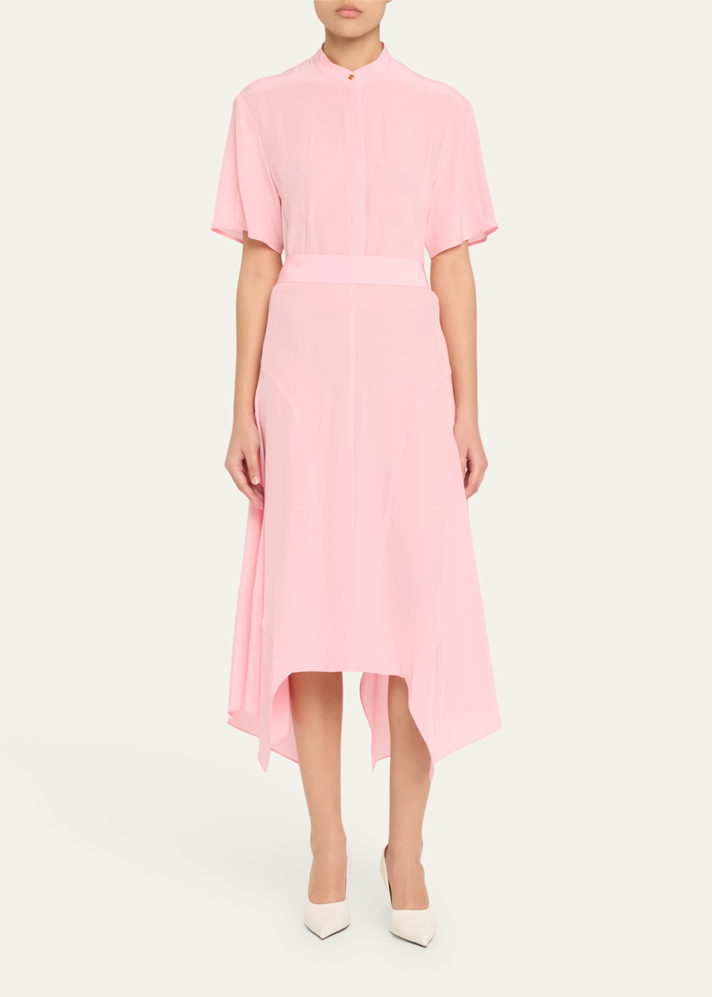 Stella McCartney Silk Crepe De Chine Midi Dress with Tie Belt Image 2 of 5