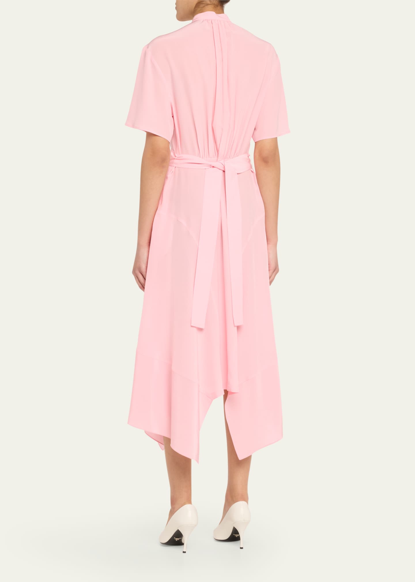 Stella McCartney Silk Crepe De Chine Midi Dress with Tie Belt Image 3 of 5