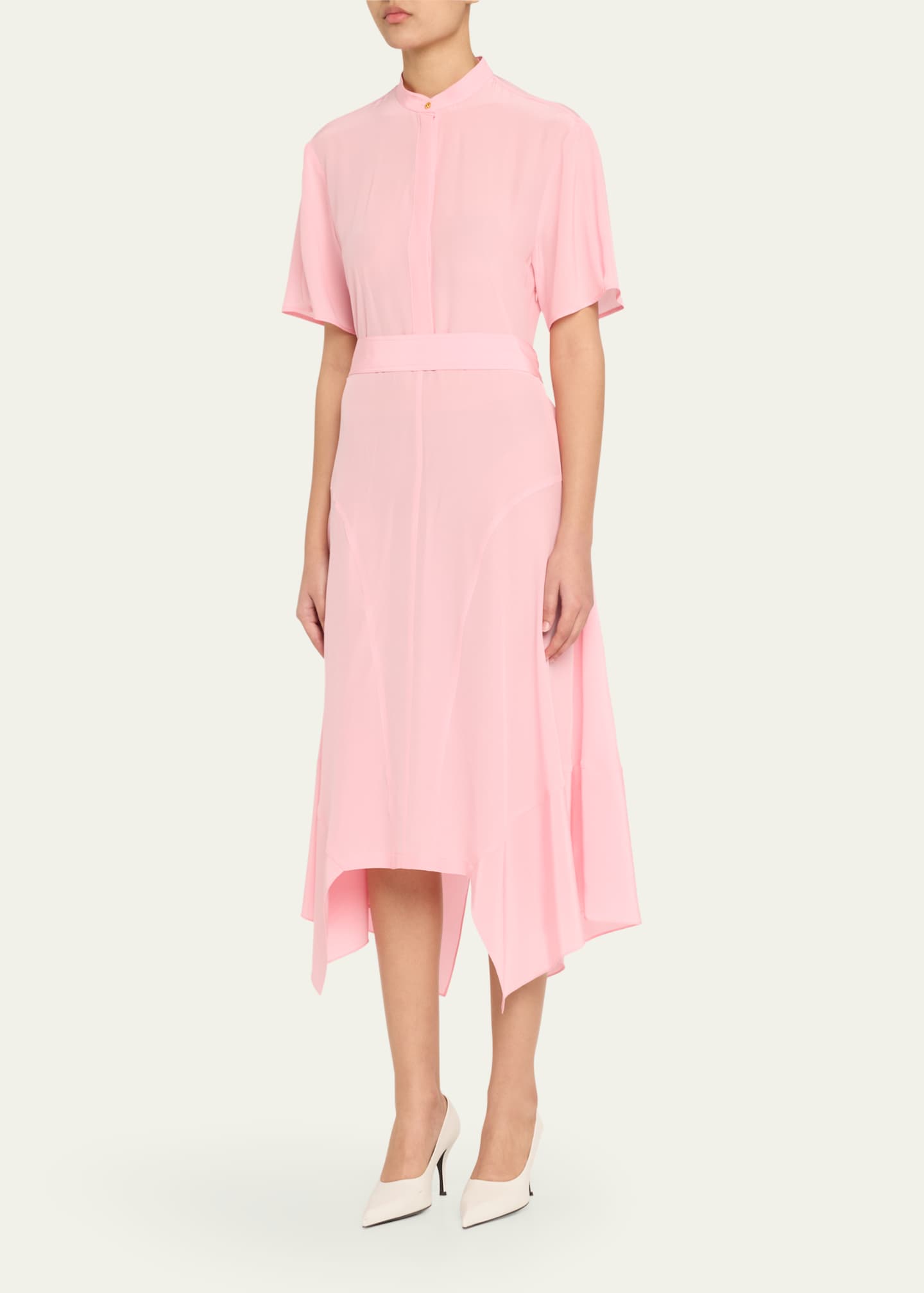 Stella McCartney Silk Crepe De Chine Midi Dress with Tie Belt Image 4 of 5