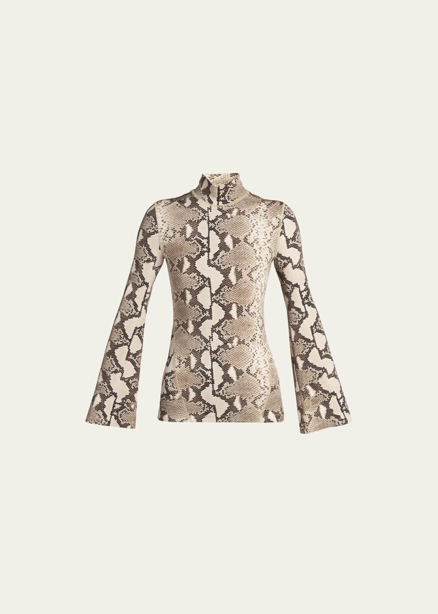 Stella McCartney Textured Snake Jacquard Top in Brown/Black