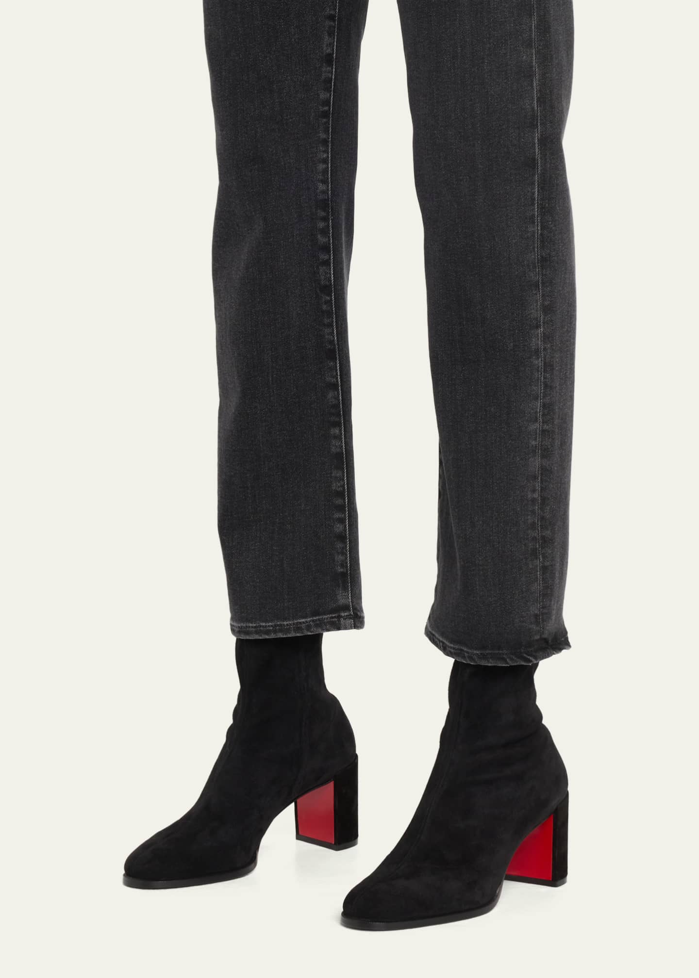 Christian Louboutin Adoxa Stretch Suede Red-Sole Booties - Bergdorf Goodman