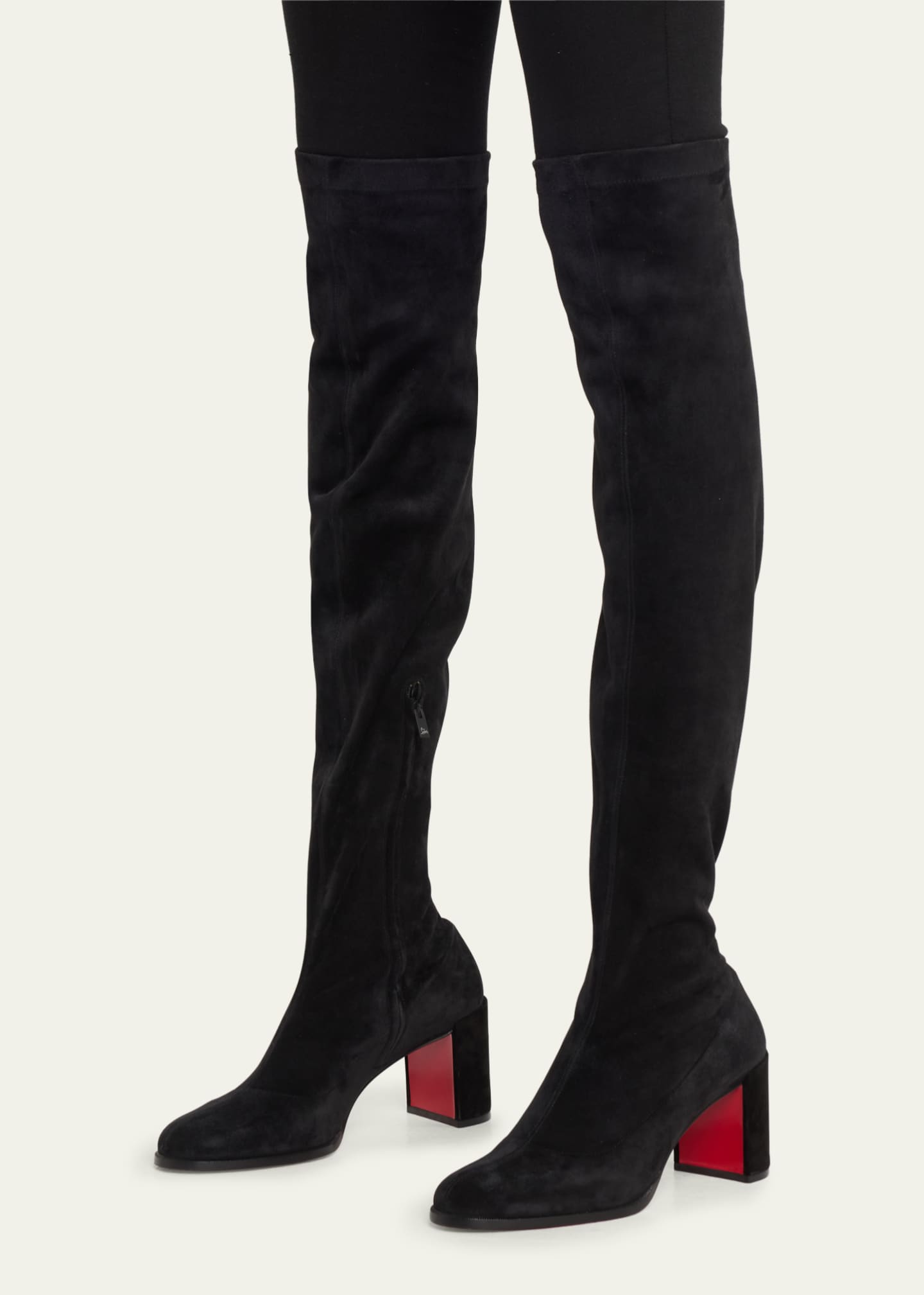 Christian Louboutin Adoxa Stretch Suede Red-Sole Over-The-Knee Boots ...
