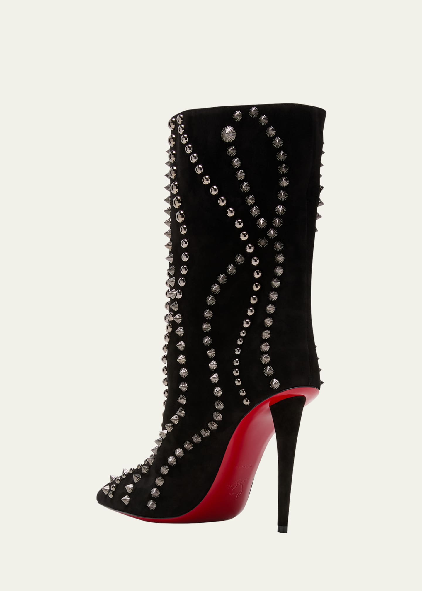 Christian Louboutin Astrilarge Pika Red Sole Suede Spike Booties ...