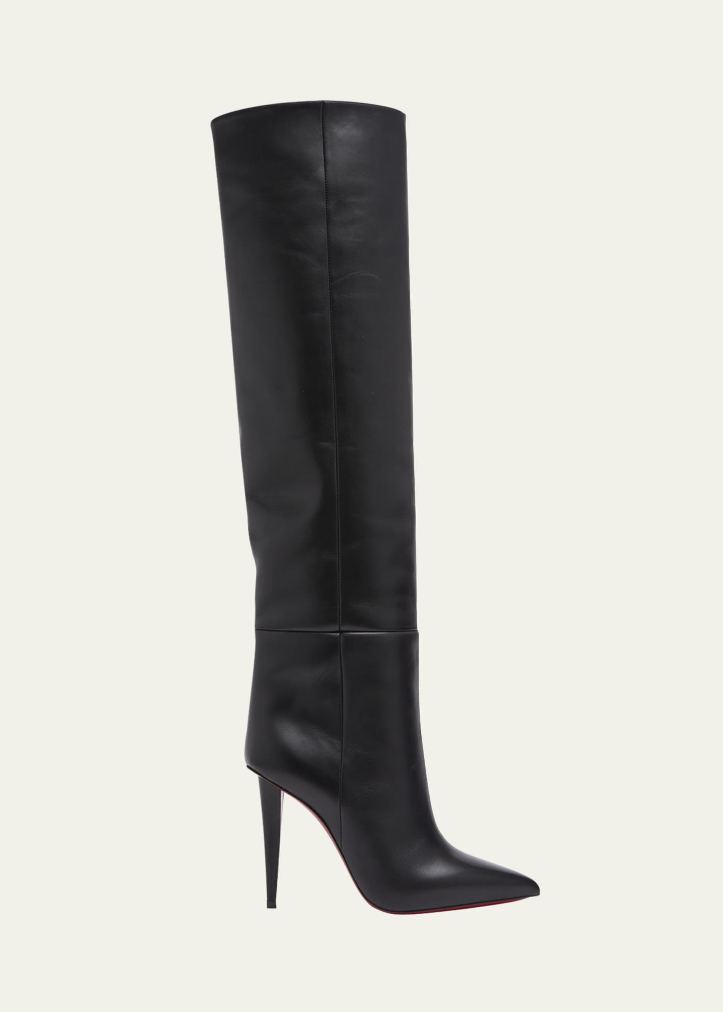 black leather knee high boots