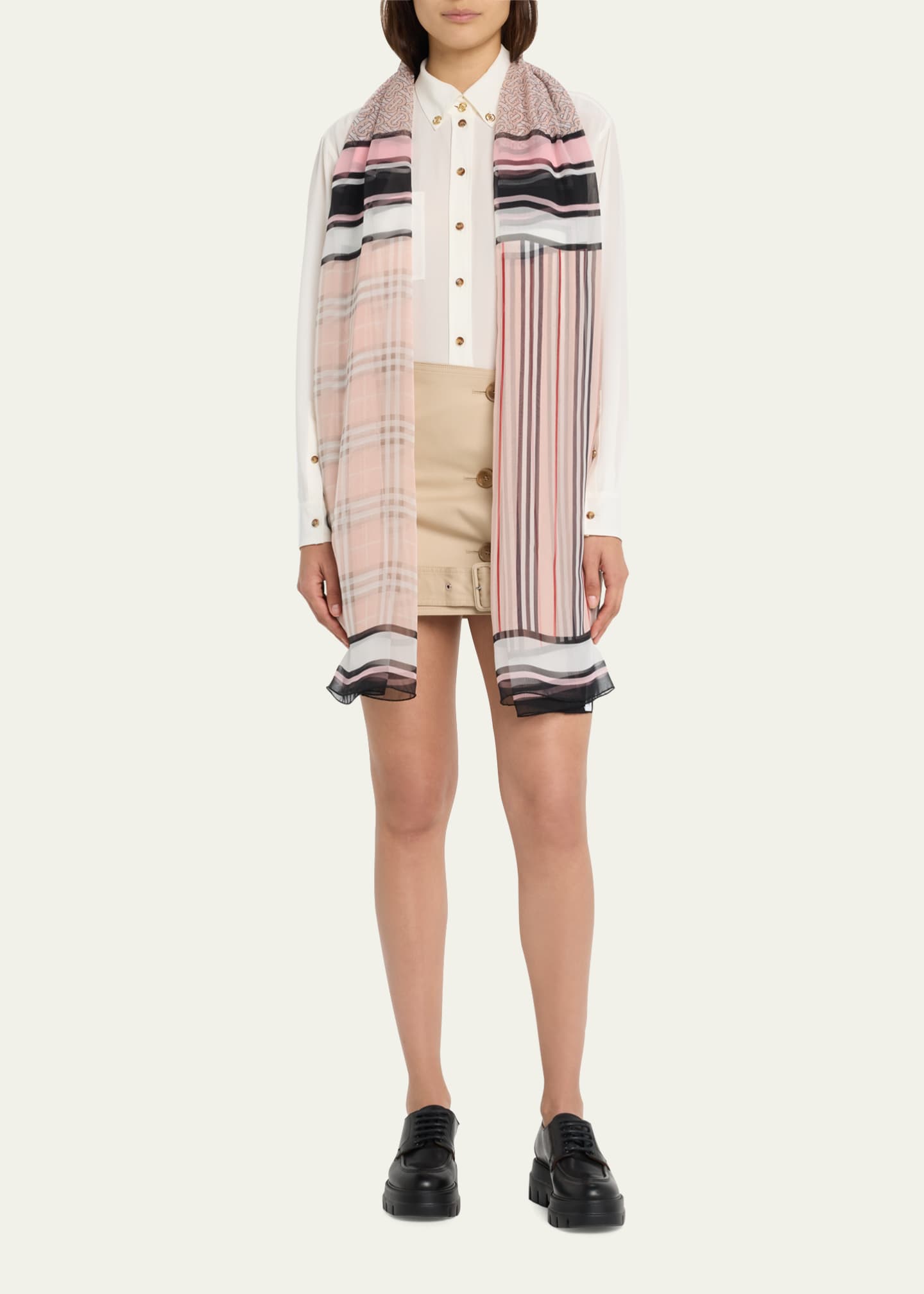 Burberry stripe check skinny tie top