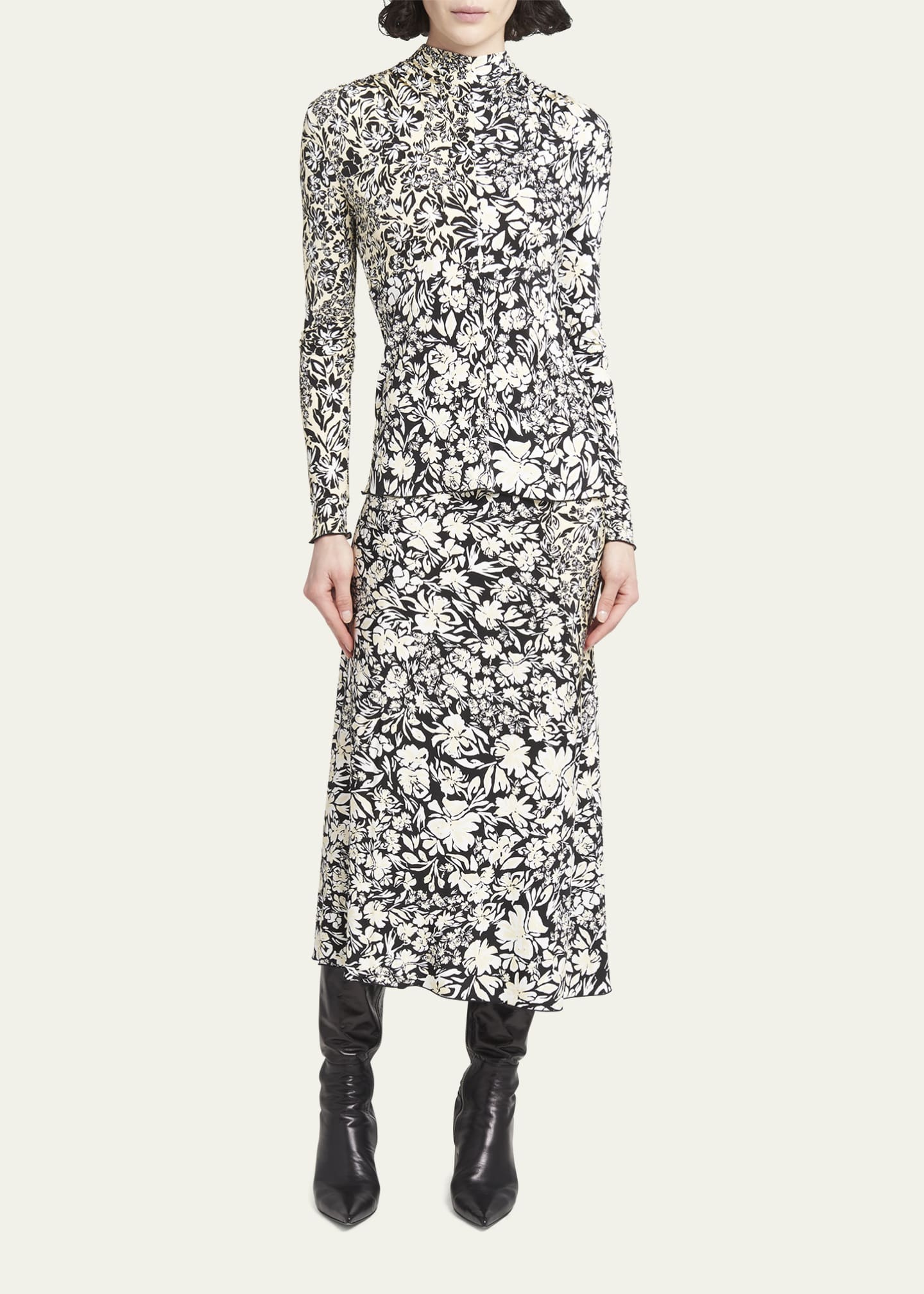 Jil Sander Floral Midi Skirt - Bergdorf Goodman