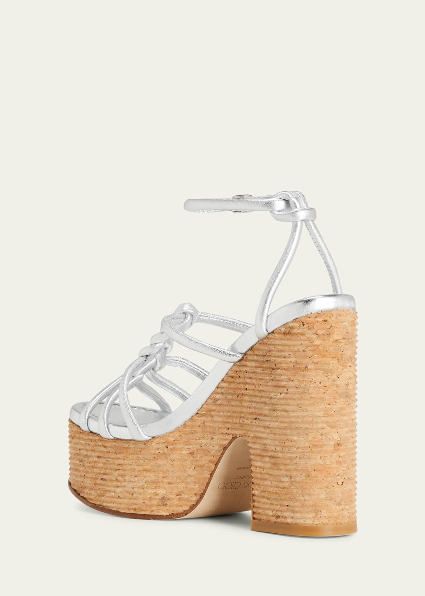 Jimmy Choo Clare 130 Wedge Sandals - Silver - 37