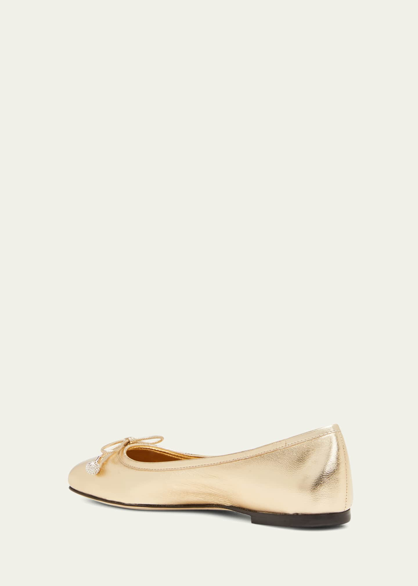 Jimmy Choo Elme Metallic Bow Ballerina Flats - Bergdorf Goodman