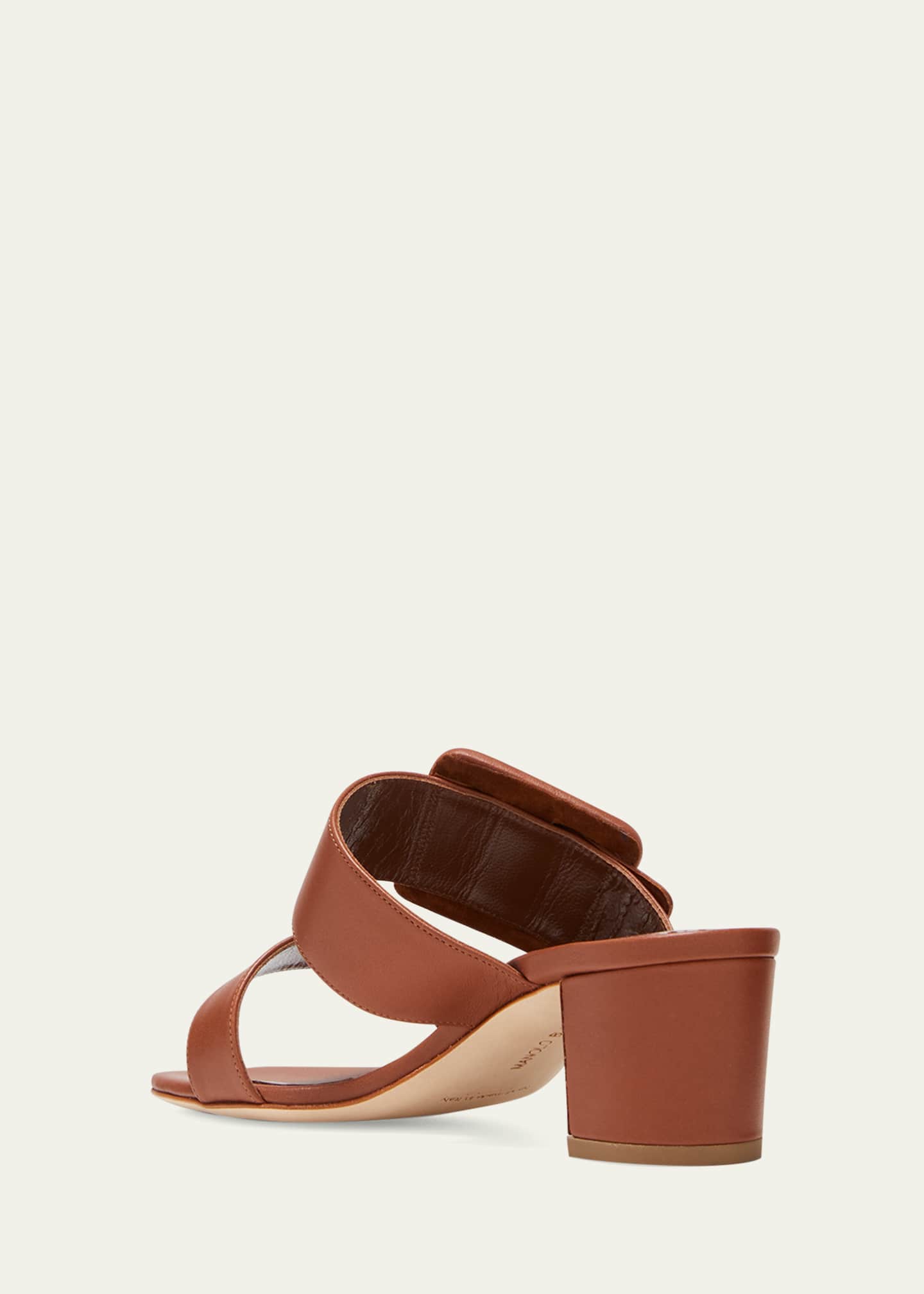 Manolo Blahnik Tituba Leather Buckle Slide Sandals Image 2 of 3