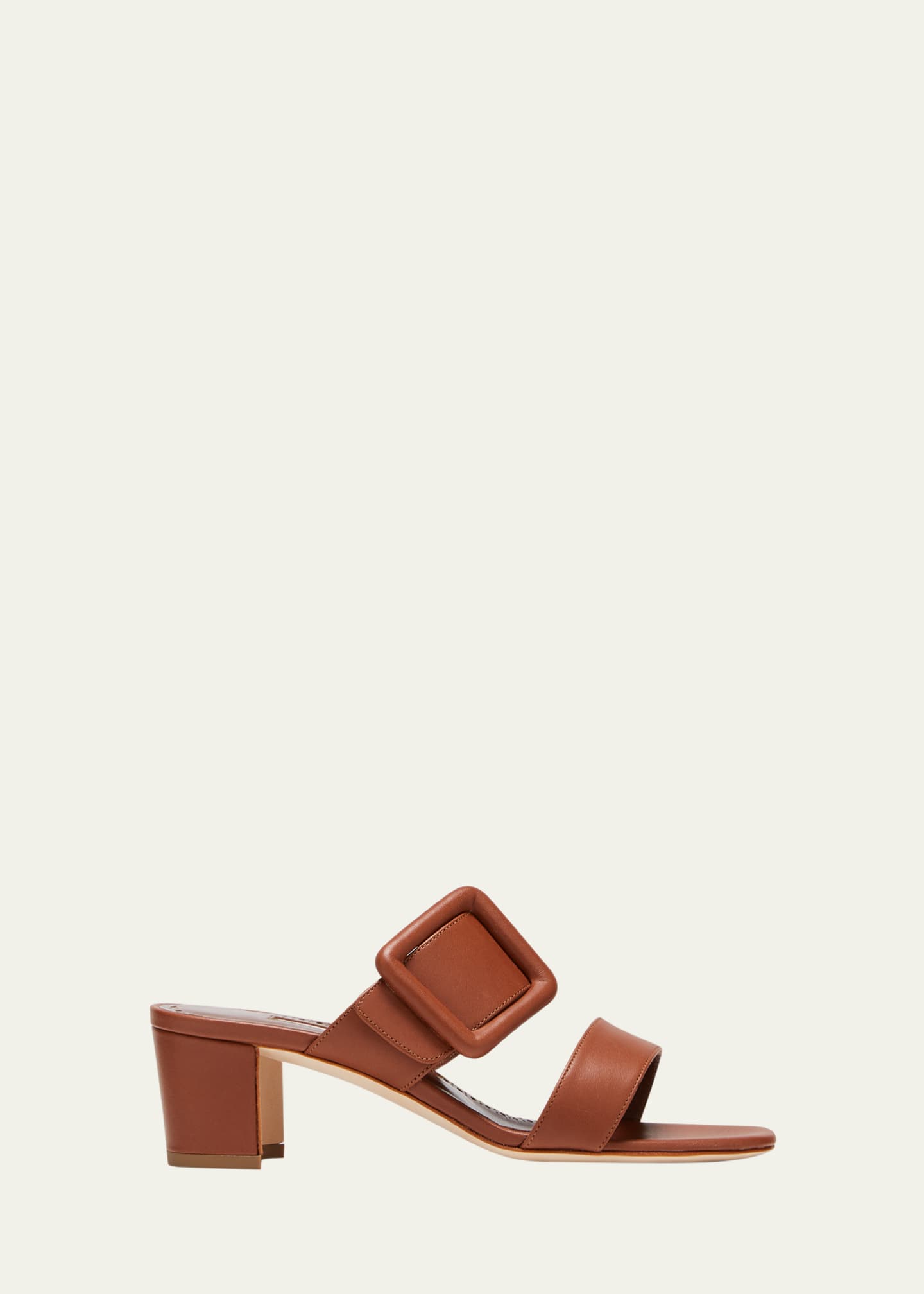 Manolo Blahnik Tituba Leather Buckle Slide Sandals Image 1 of 3