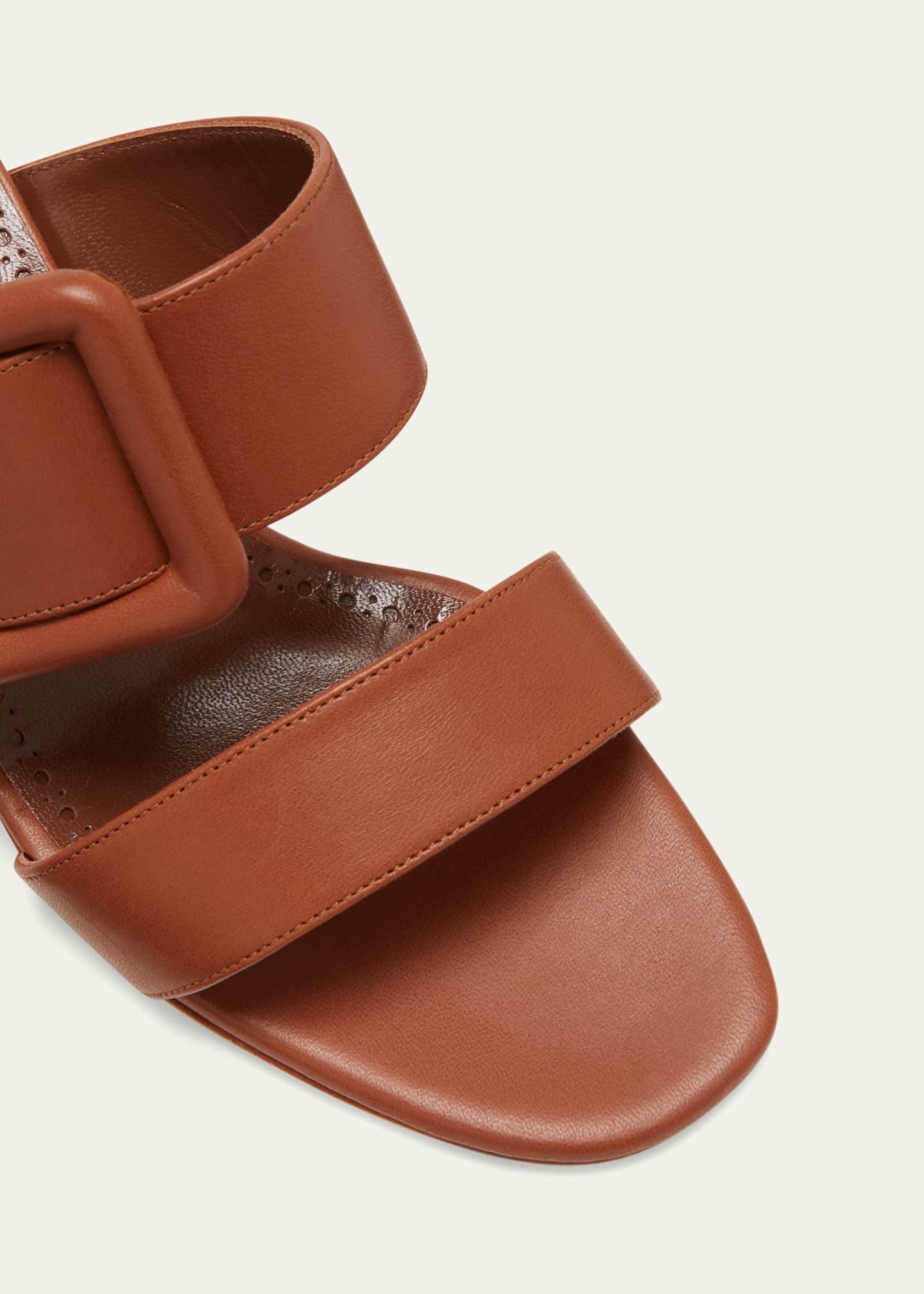 Manolo Blahnik Tituba Leather Buckle Slide Sandals Image 3 of 3