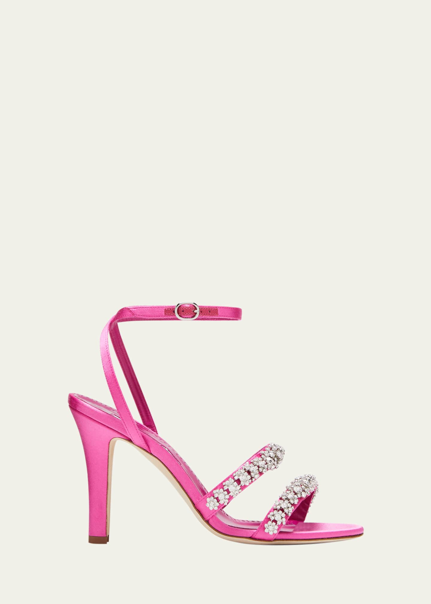 Manolo Blahnik Vedada Satin Crystal Ankle-Strap Sandals - Bergdorf Goodman