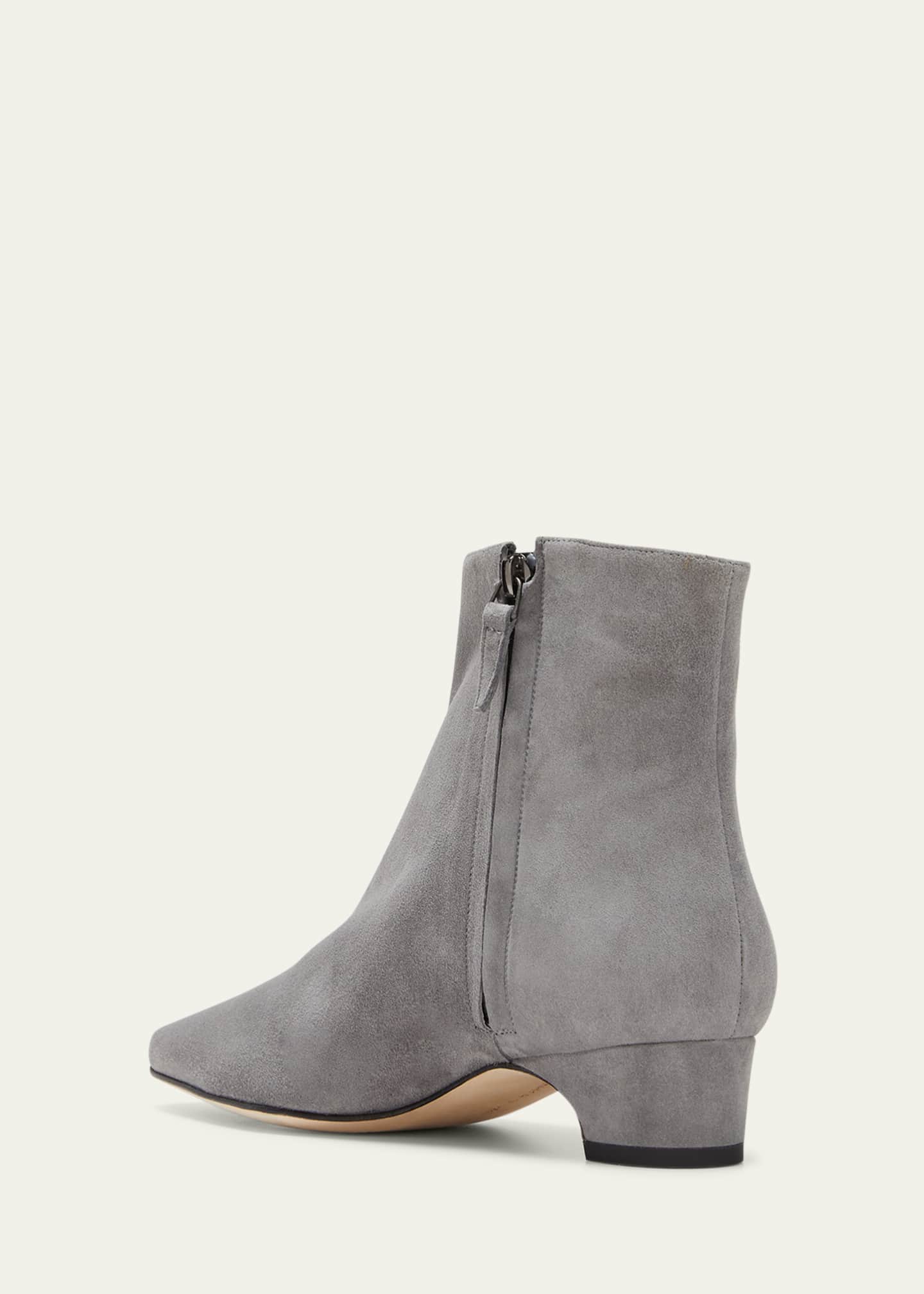 Manolo Blahnik Tolarc Suede Zip Ankle Booties Image 2 of 3
