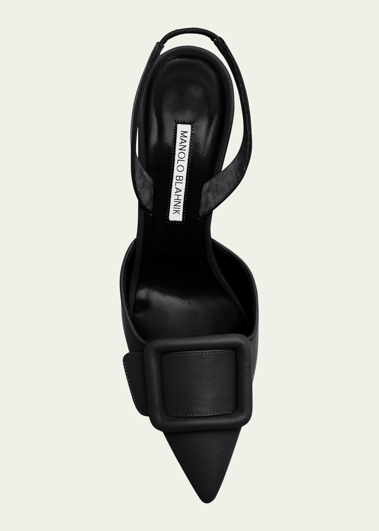 Manolo Blahnik Maysli Leather Buckle Halter Pumps Image 6 of 6